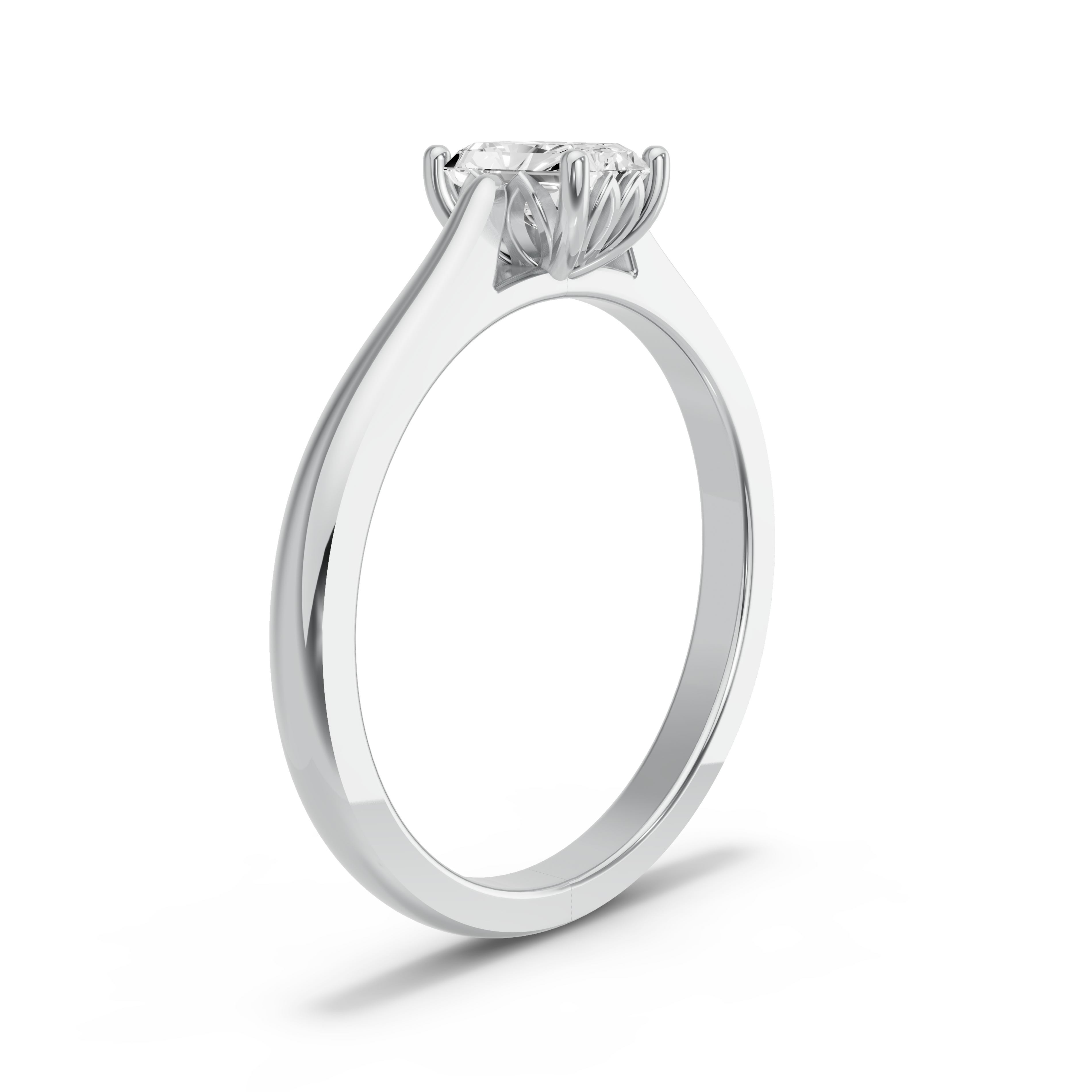 Image for Radiant Lotus Basket Ring with Knife Edge Cathedral band in 10K Two Tone Rose Gold