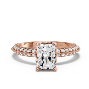Image for Radiant Lotus Basket Ring with Knife Edge Pave band