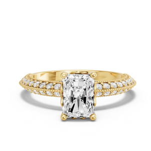 Image for Radiant Lotus Basket Ring with Knife Edge Pave band
