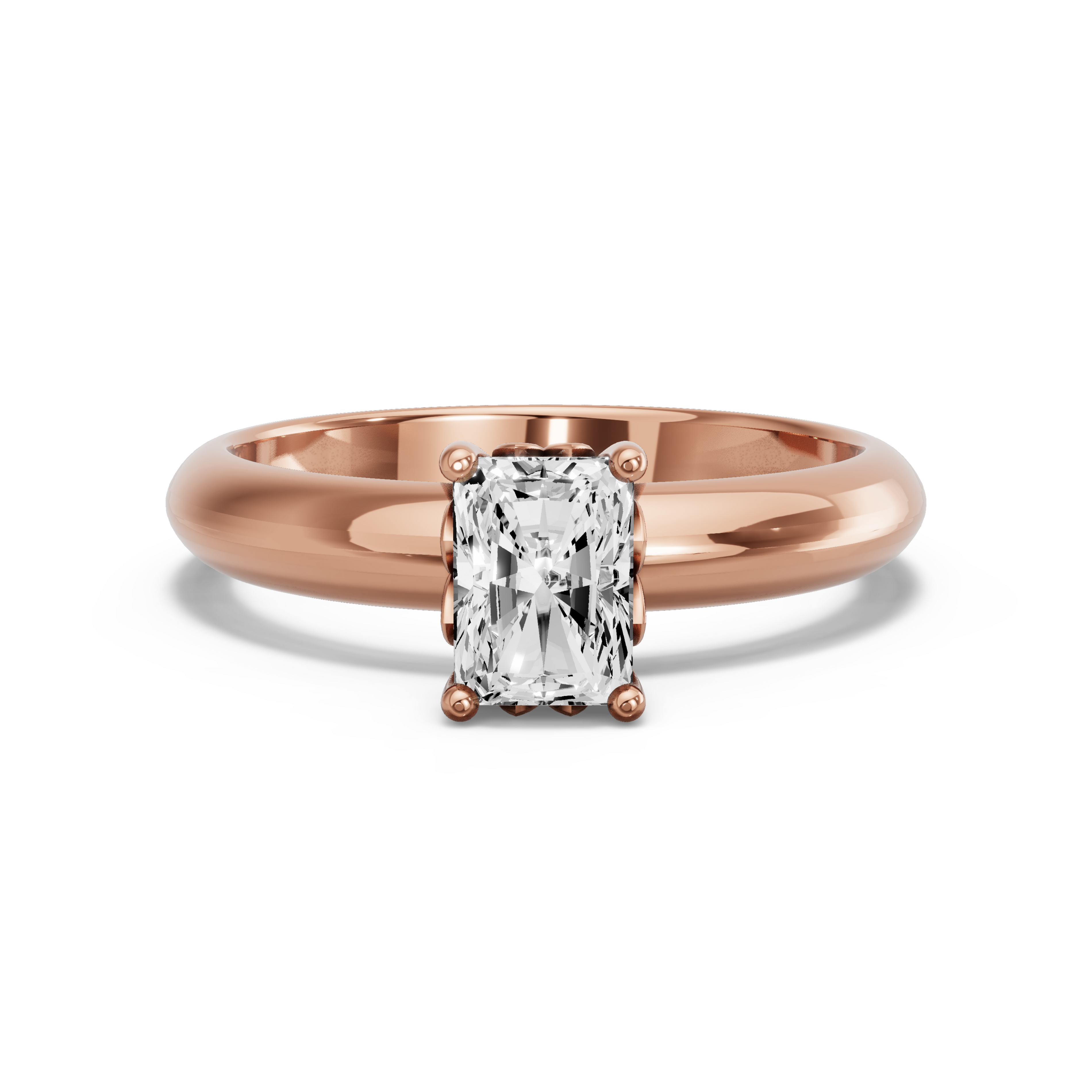 Image for Radiant Lotus Basket Ring with Knife Edge Solitaire band in 18K Yellow Gold