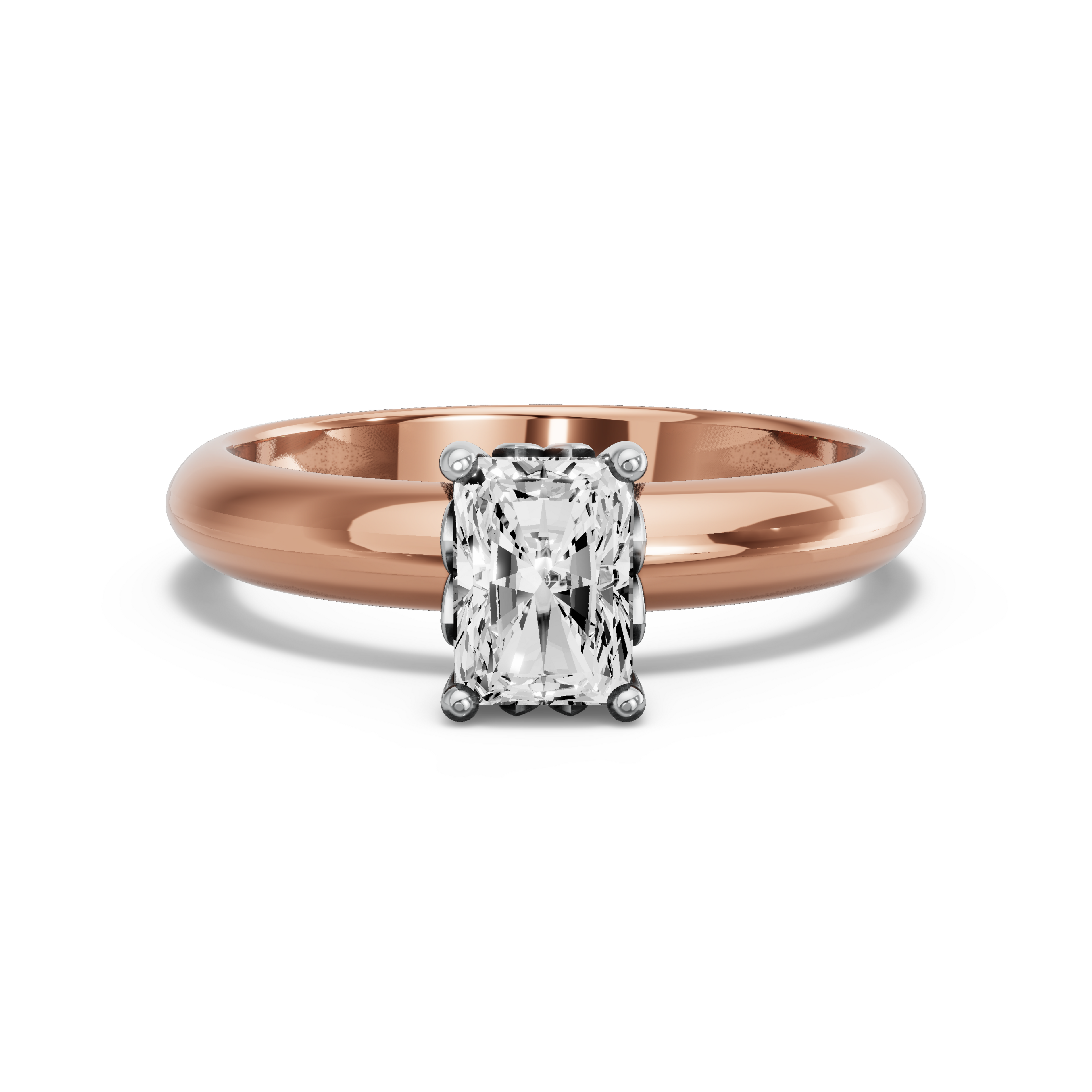 Image for Radiant Lotus Basket Ring with Knife Edge Solitaire band in 10K Two Tone Yellow Gold