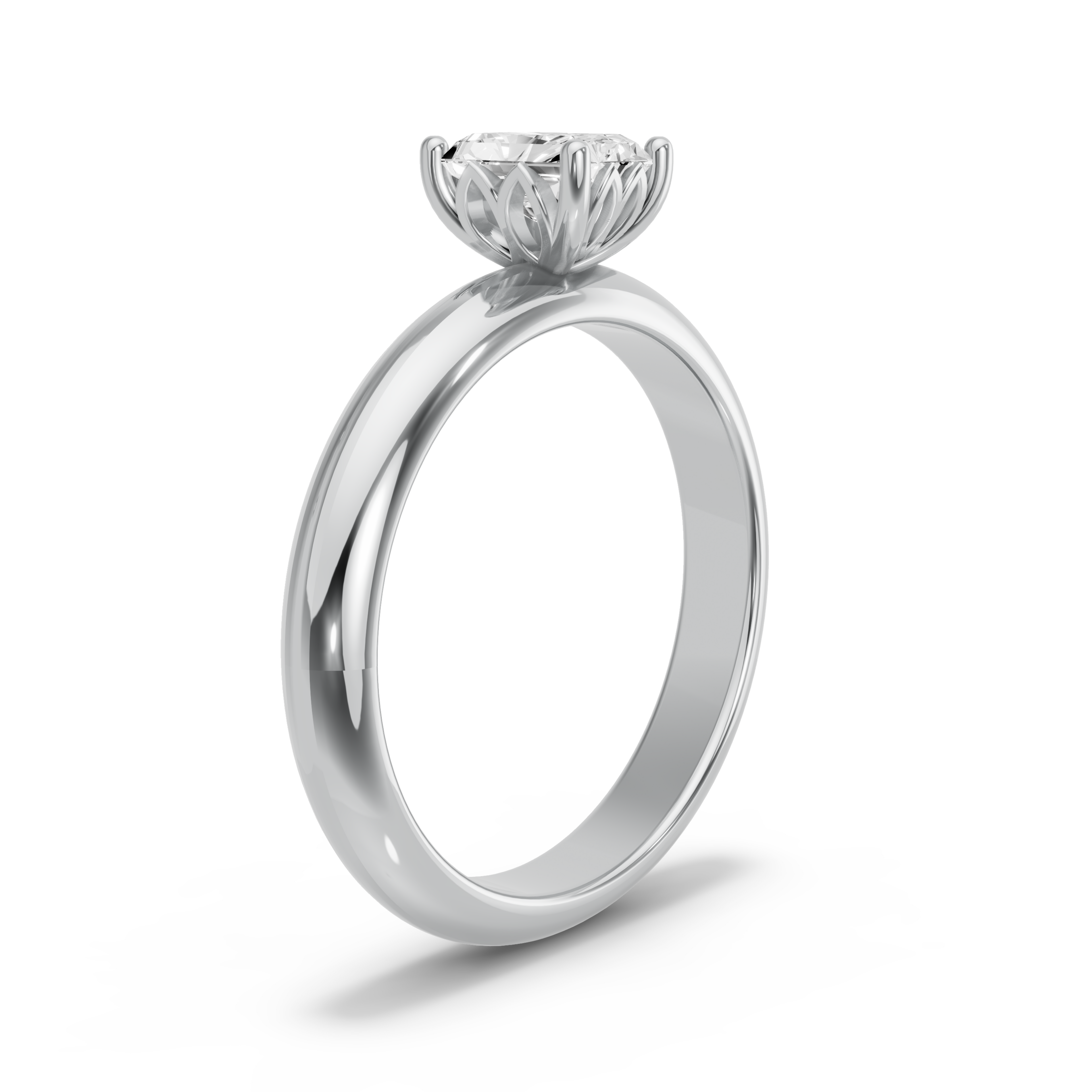 Image for Radiant Lotus Basket Ring with Knife Edge Solitaire band in 14K Two Tone Rose Gold