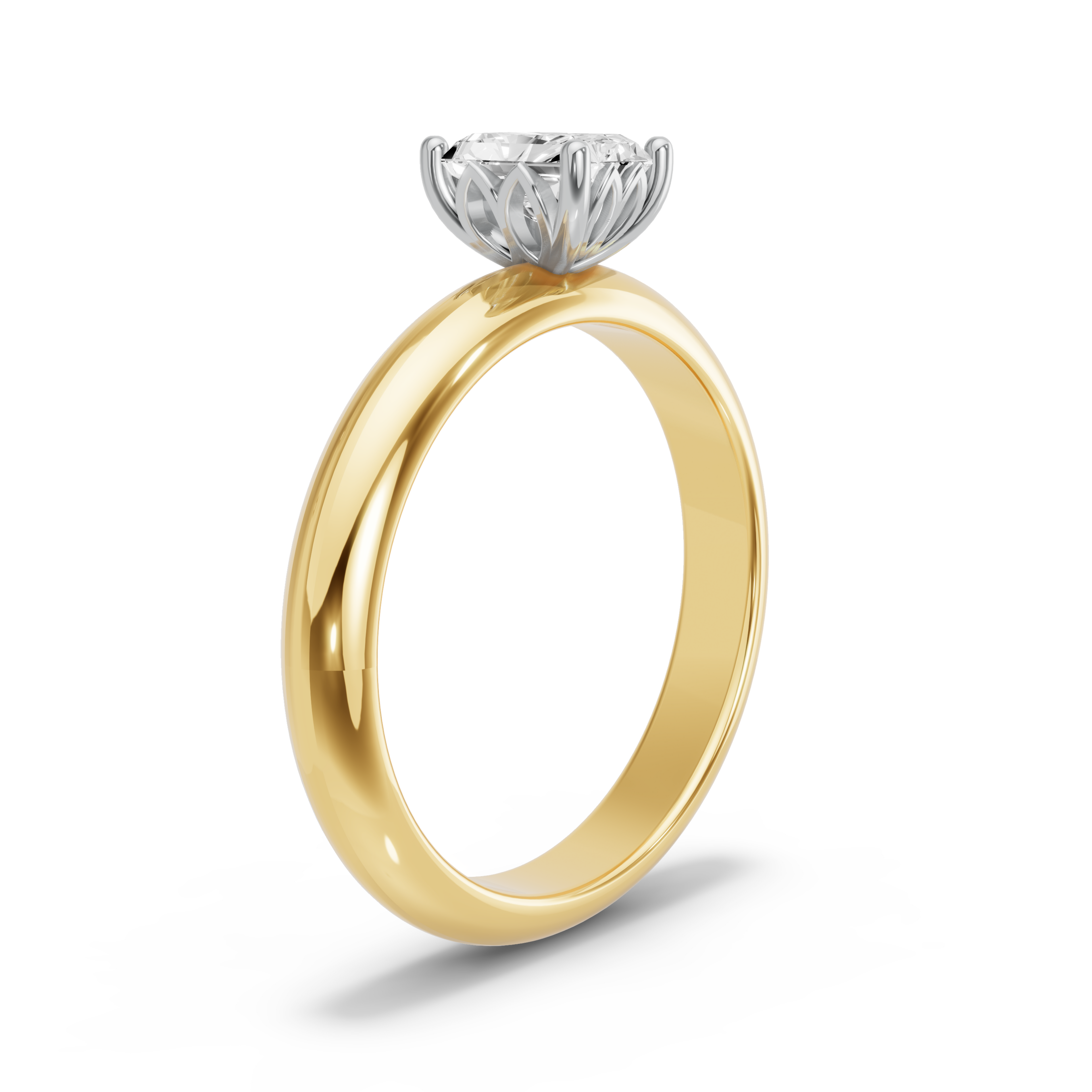 Image for Radiant Lotus Basket Ring with Knife Edge Solitaire band in 10K Rose Gold