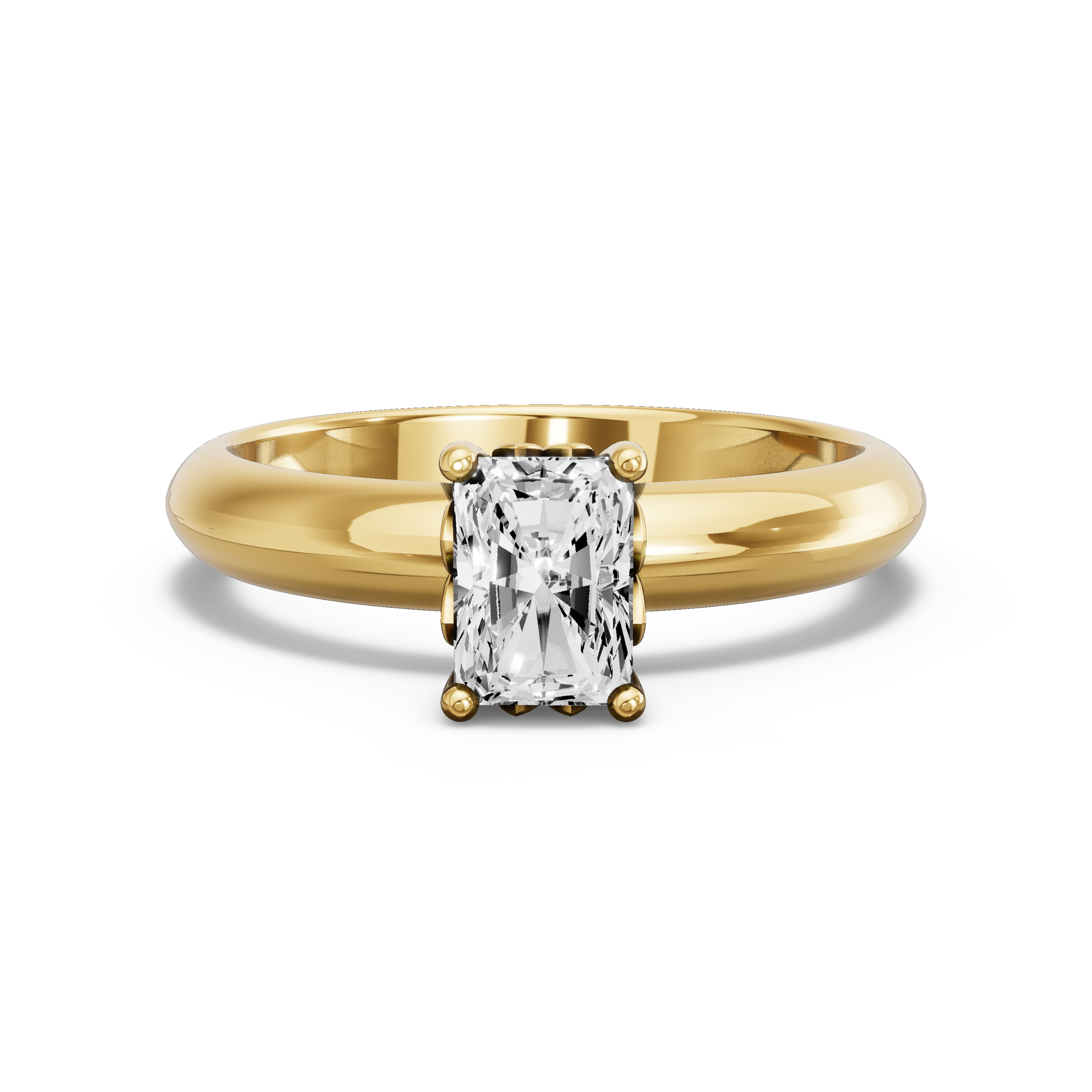 Image for Radiant Lotus Basket Ring with Knife Edge Solitaire band in 10K White Gold