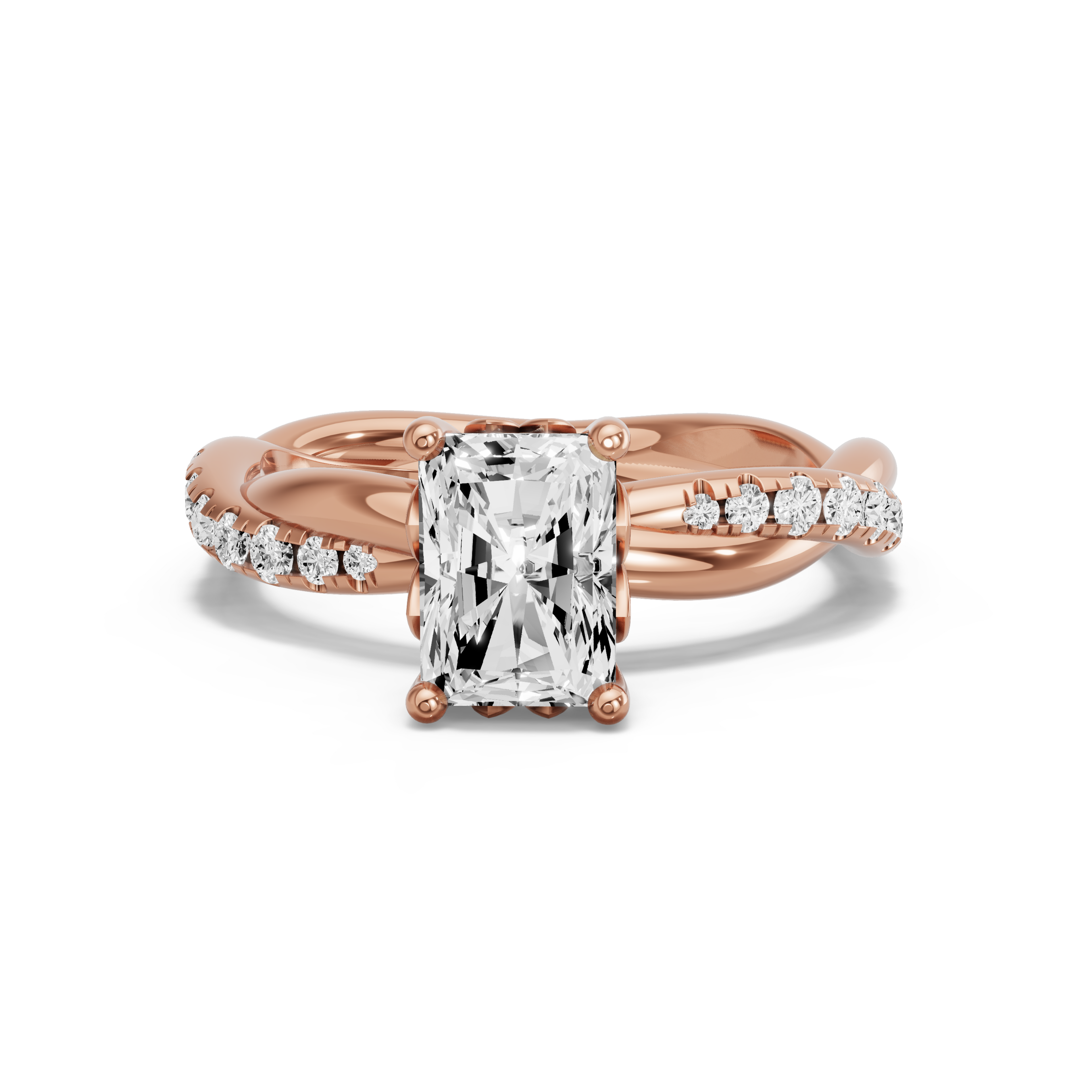 Image for Radiant Lotus Basket Ring with Rope Pave band in 10K Yellow Gold