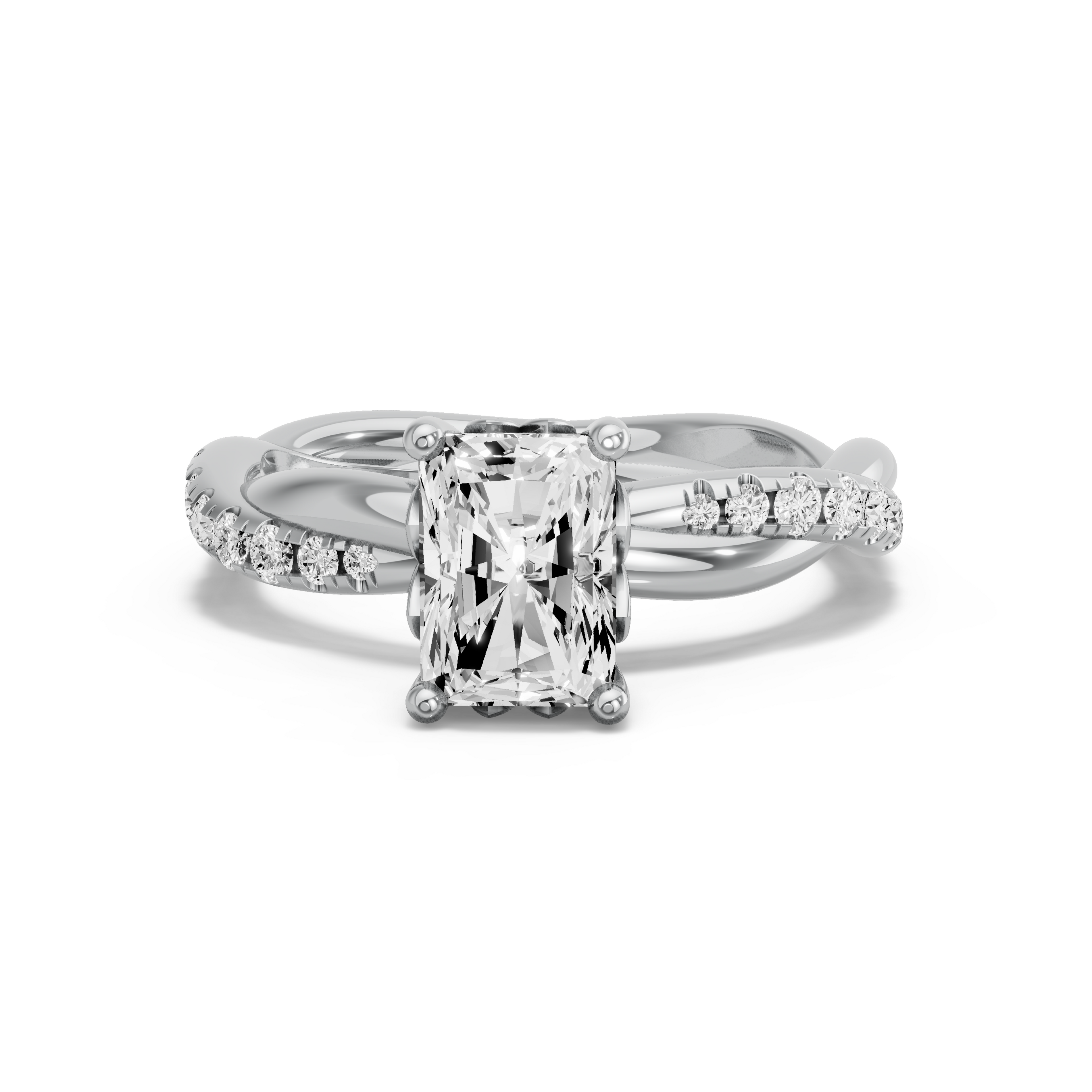 Image for Radiant Lotus Basket Ring with Rope Pave band in 18K Two Tone Rose Gold