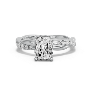 Image for Radiant Lotus Basket Ring with Rope Pave band in 10K Two Tone Rose Gold