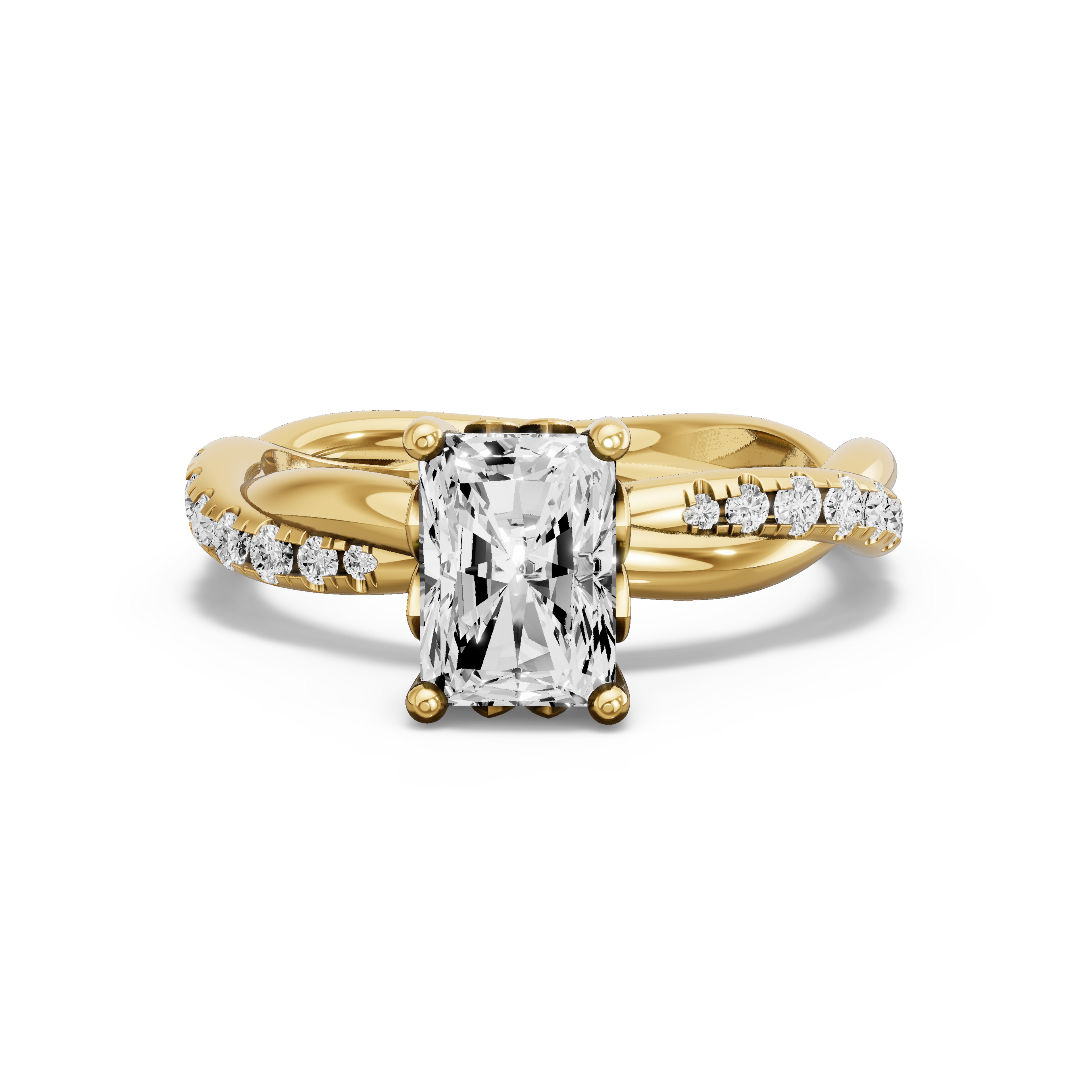 Image for Radiant Lotus Basket Ring with Rope Pave band in 10K White Gold