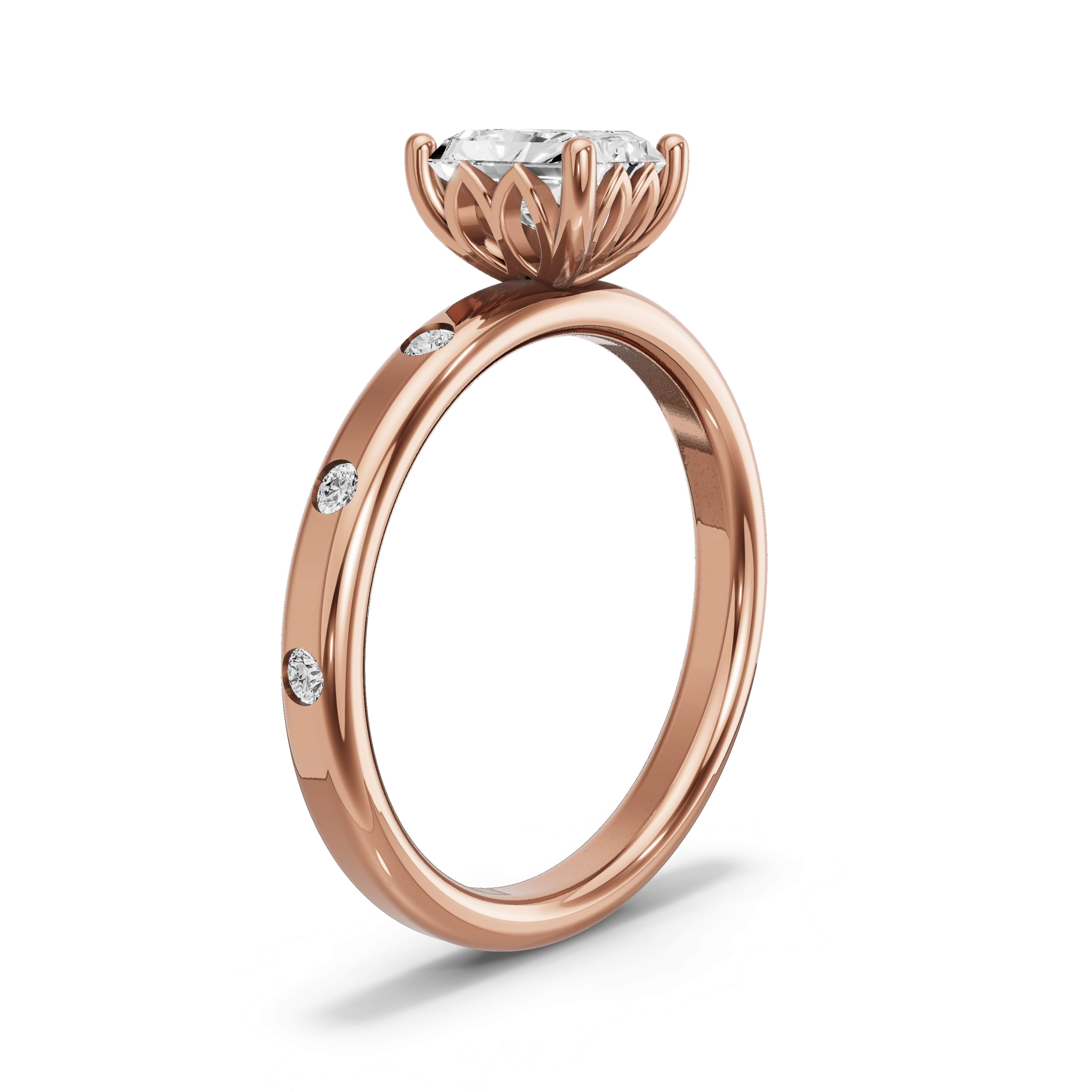 Image for Radiant Lotus Basket Ring with Sleek Accent band in 10K Yellow Gold