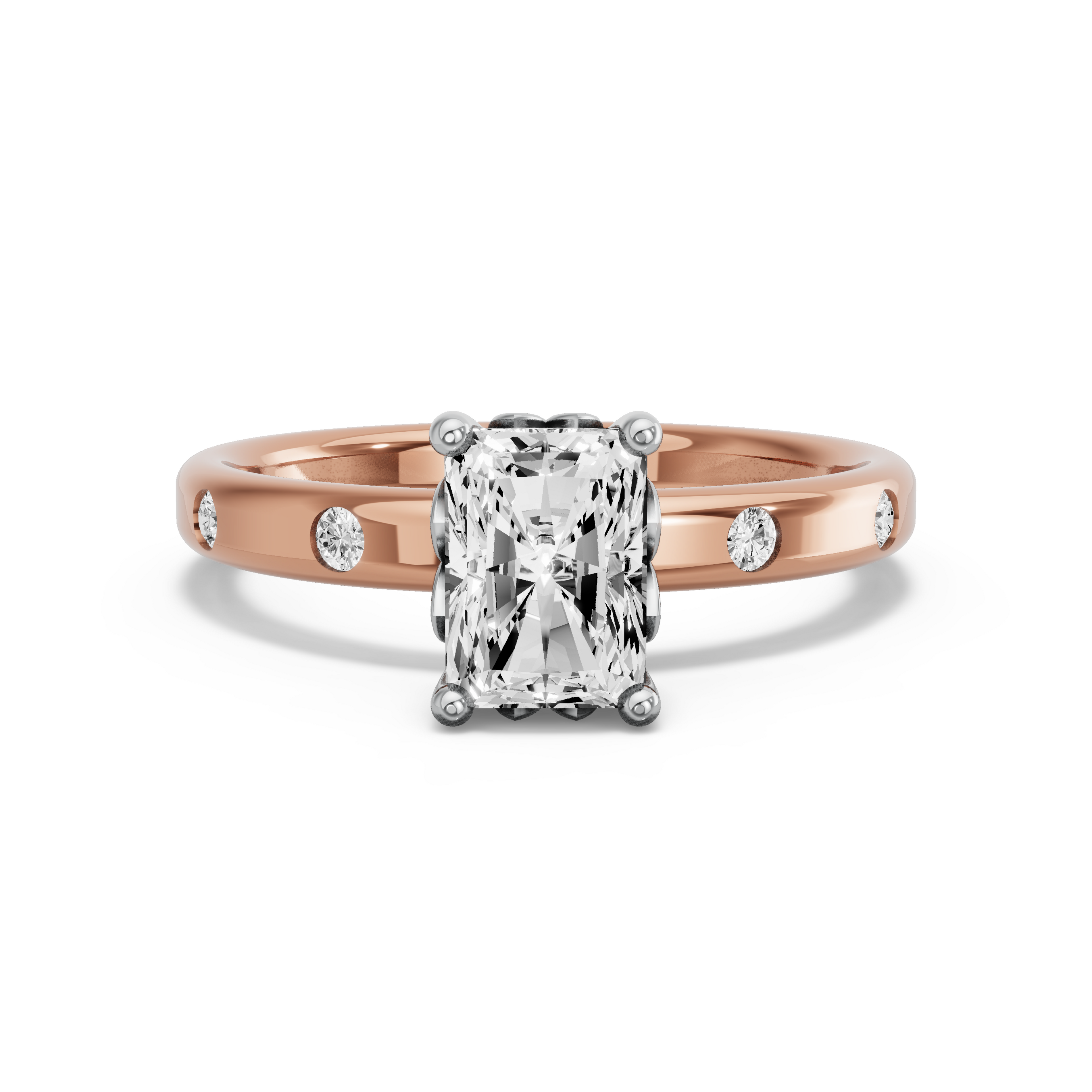 Image for Radiant Lotus Basket Ring with Sleek Accent band in 18K Two Tone Yellow Gold