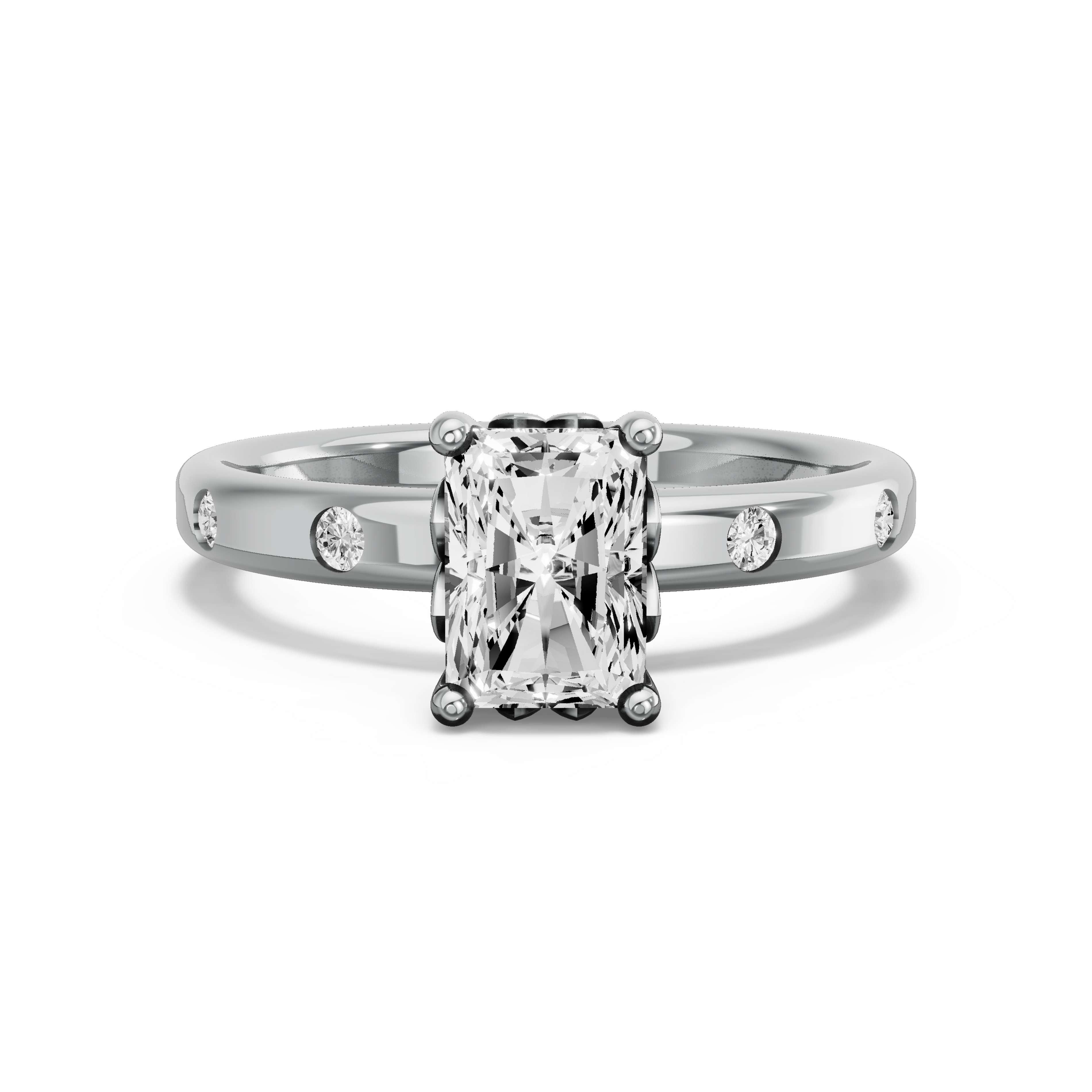 Image for Radiant Lotus Basket Ring with Sleek Accent band in 18K Two Tone Rose Gold