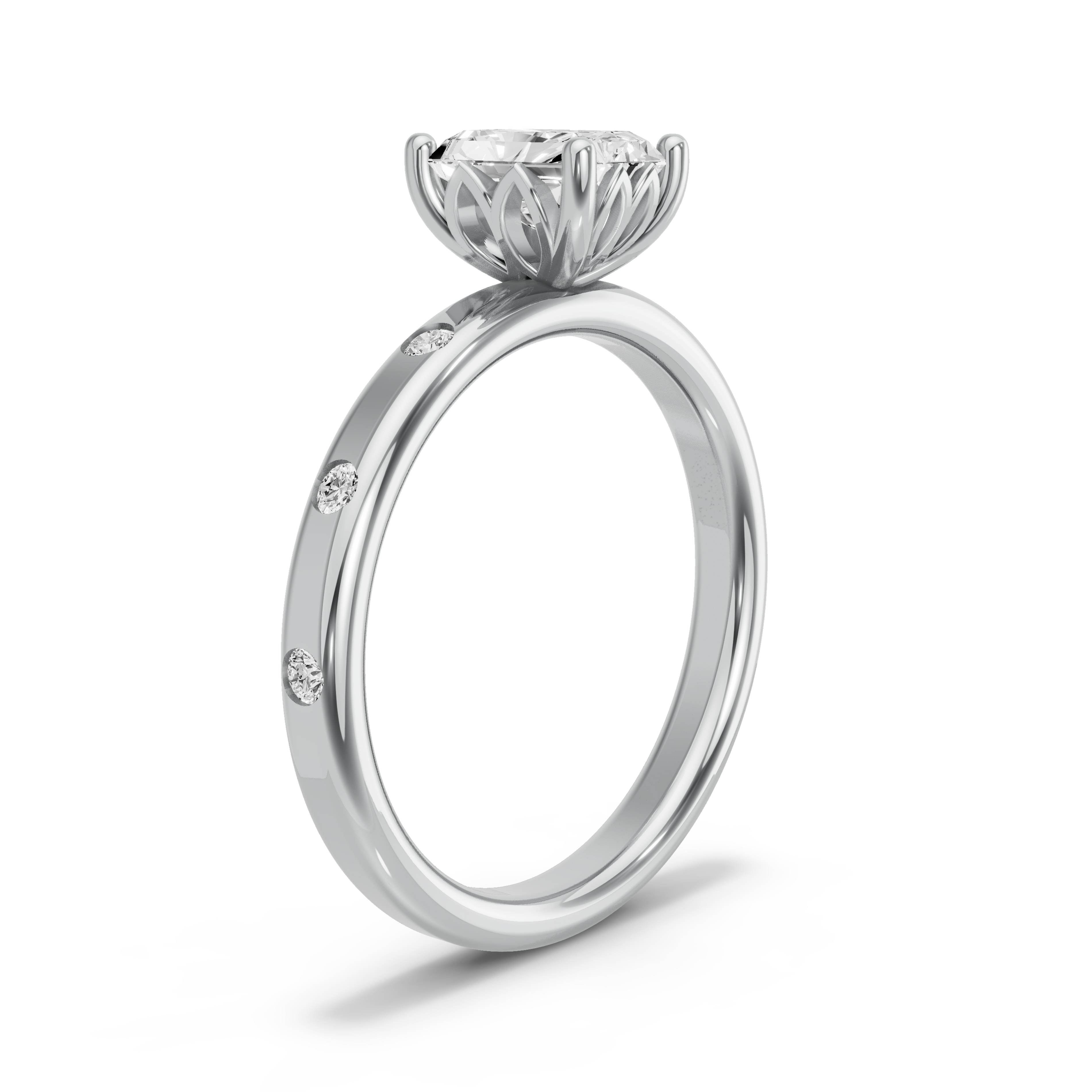 Image for Radiant Lotus Basket Ring with Sleek Accent band in 18K Two Tone Rose Gold
