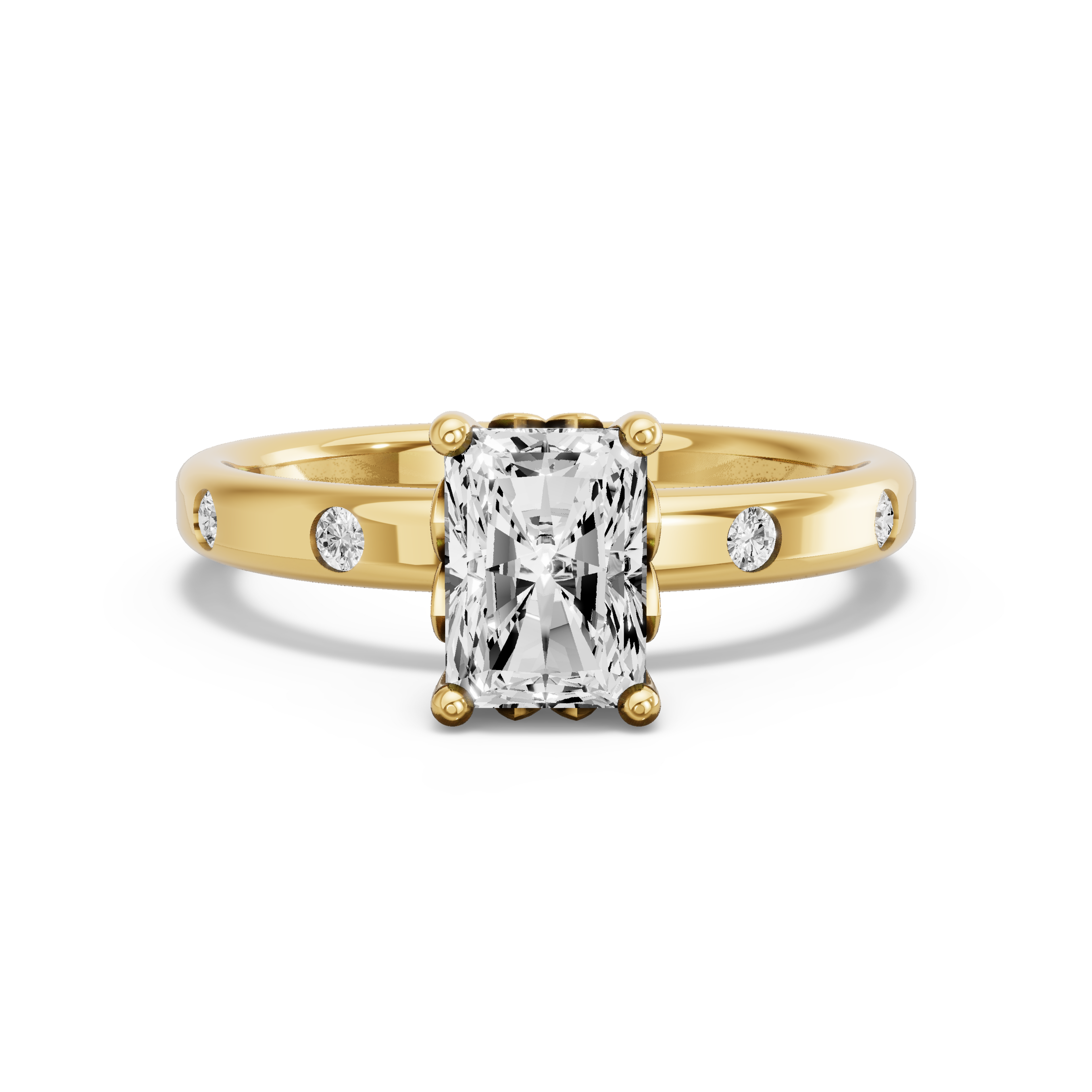 Image for Radiant Lotus Basket Ring with Sleek Accent band in 14K White Gold