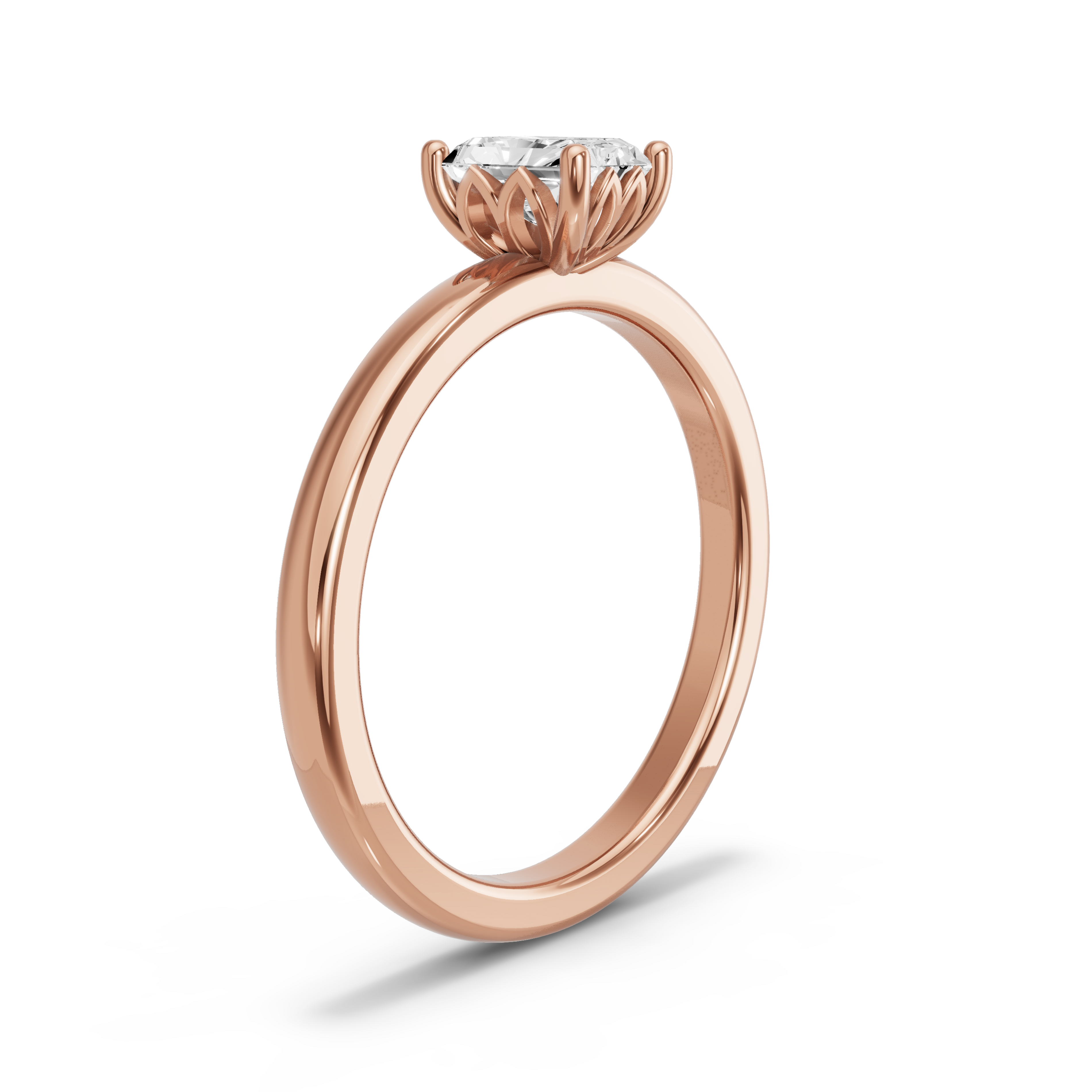 Image for Radiant Lotus Basket Ring with Solitaire band in 18K Yellow Gold