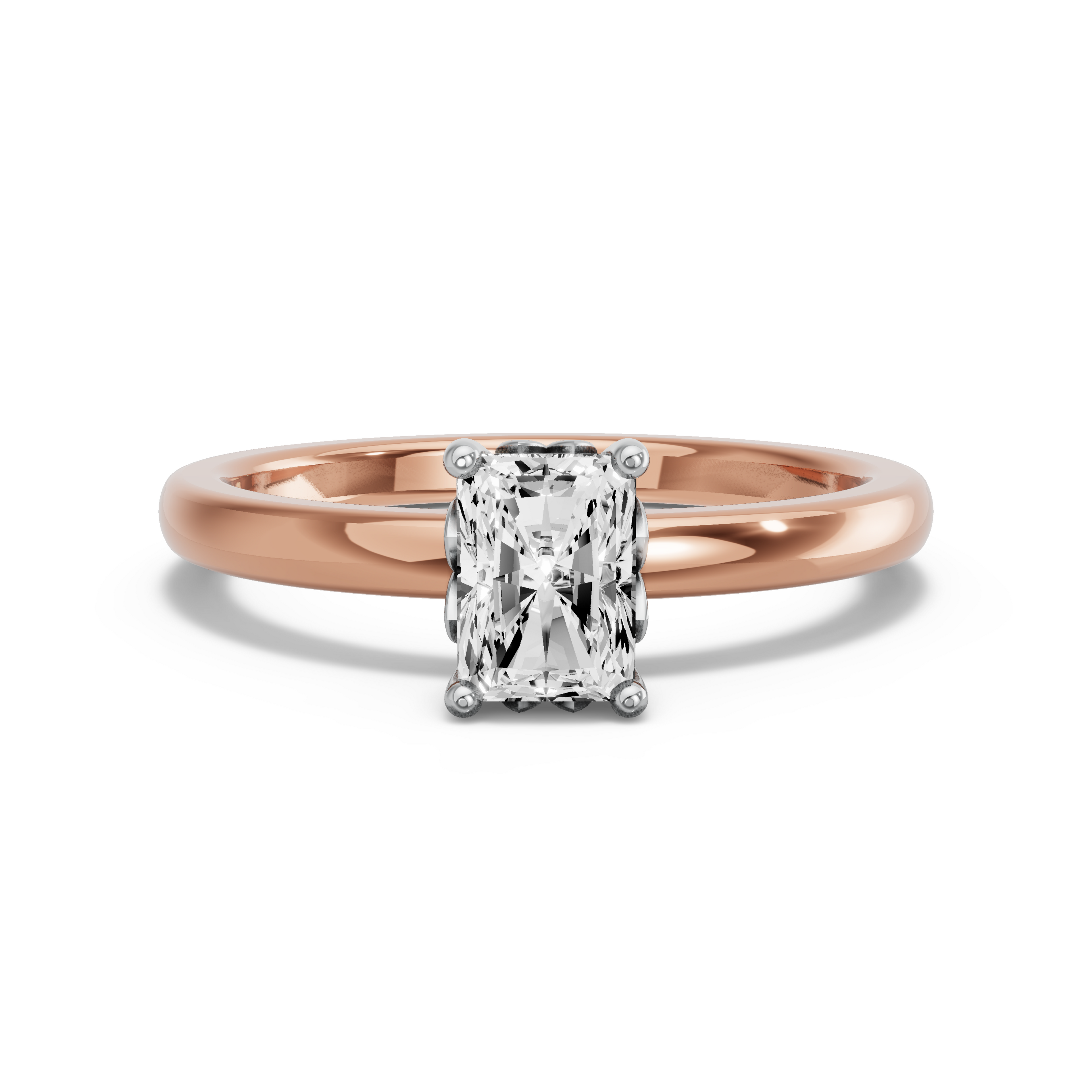 Image for Radiant Lotus Basket Ring with Solitaire band in 14K Two Tone Yellow Gold
