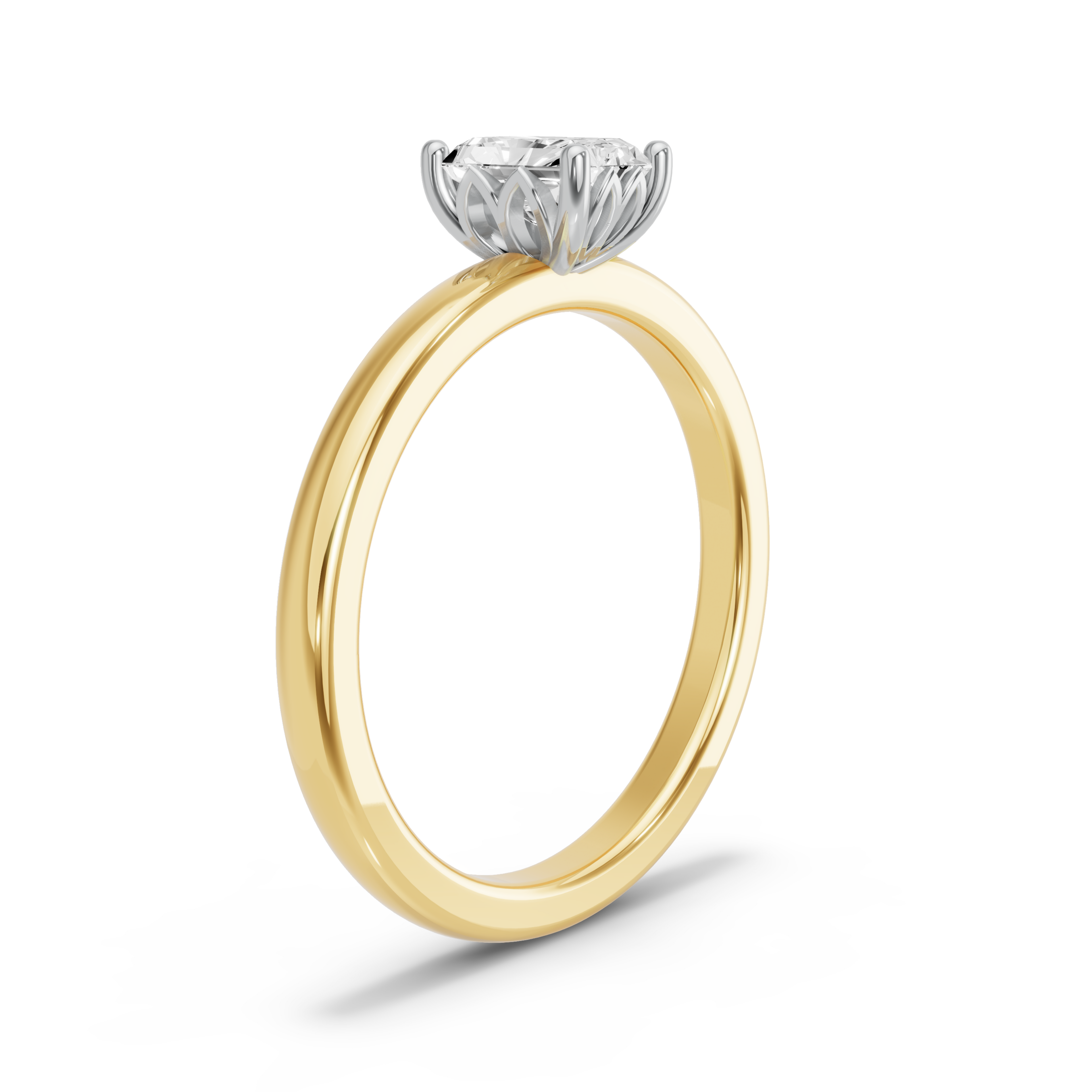 Image for Radiant Lotus Basket Ring with Solitaire band in 14K Rose Gold