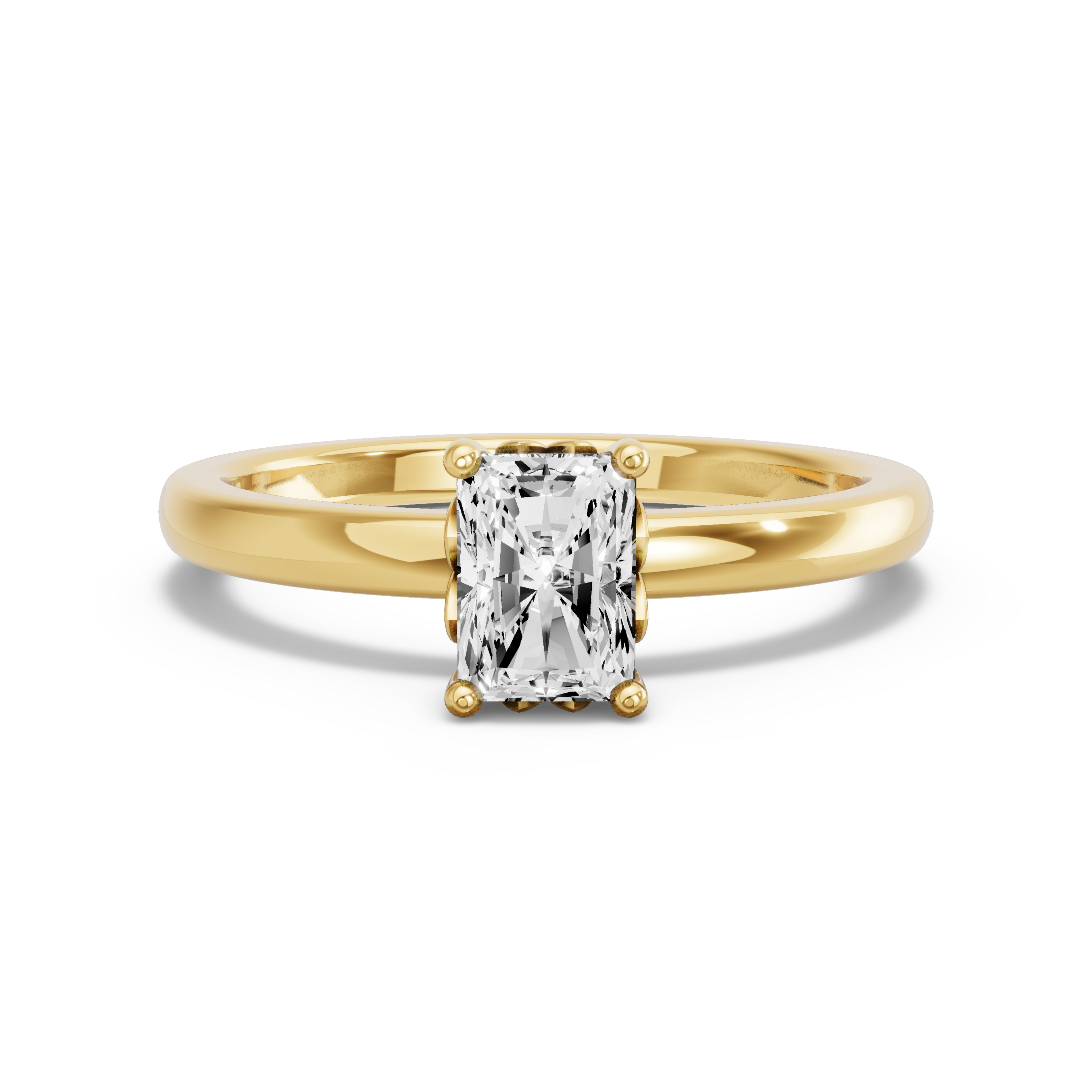 Image for Radiant Lotus Basket Ring with Solitaire band in 18K White Gold