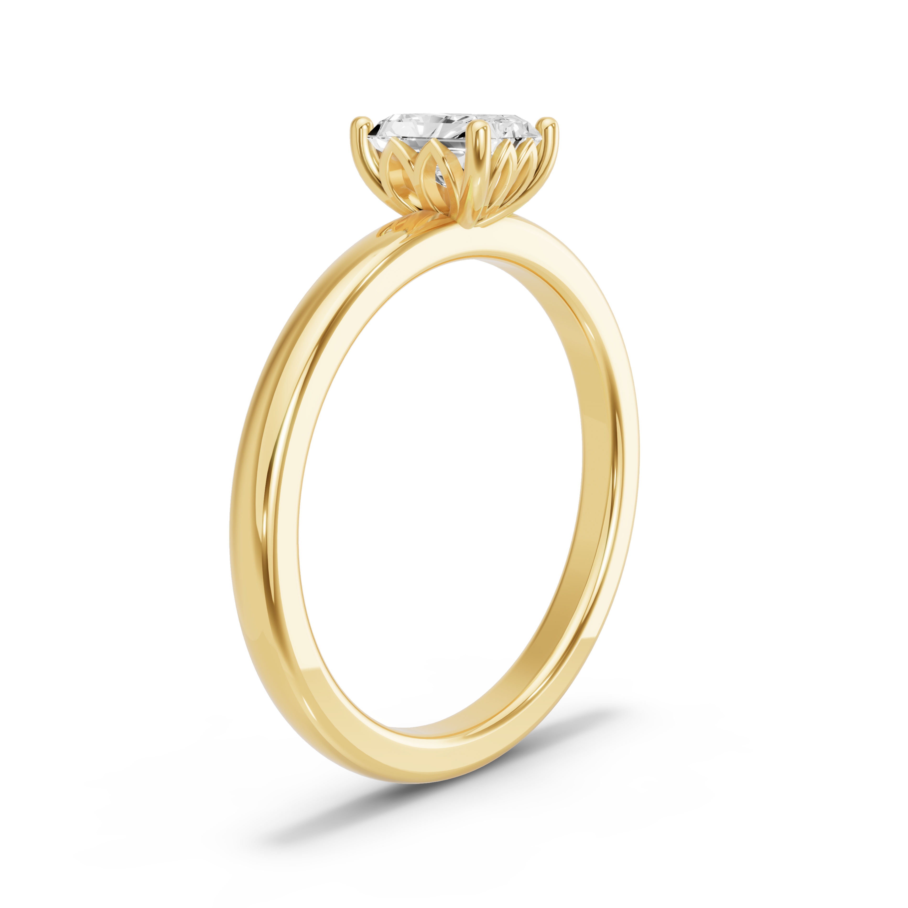 Image for Radiant Lotus Basket Ring with Solitaire band in 18K White Gold