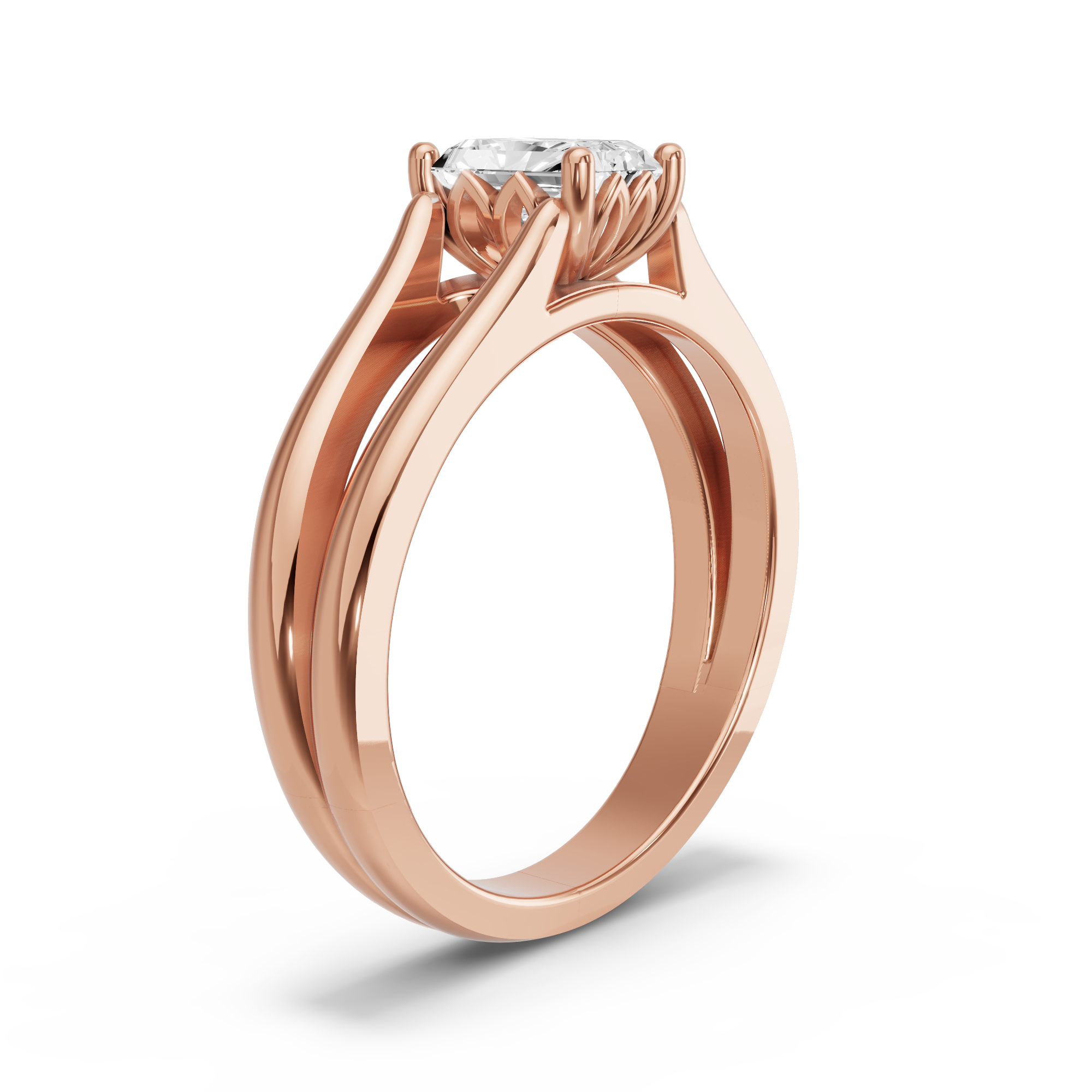 Image for Radiant Lotus Basket Ring with Split Ring Solitaire band