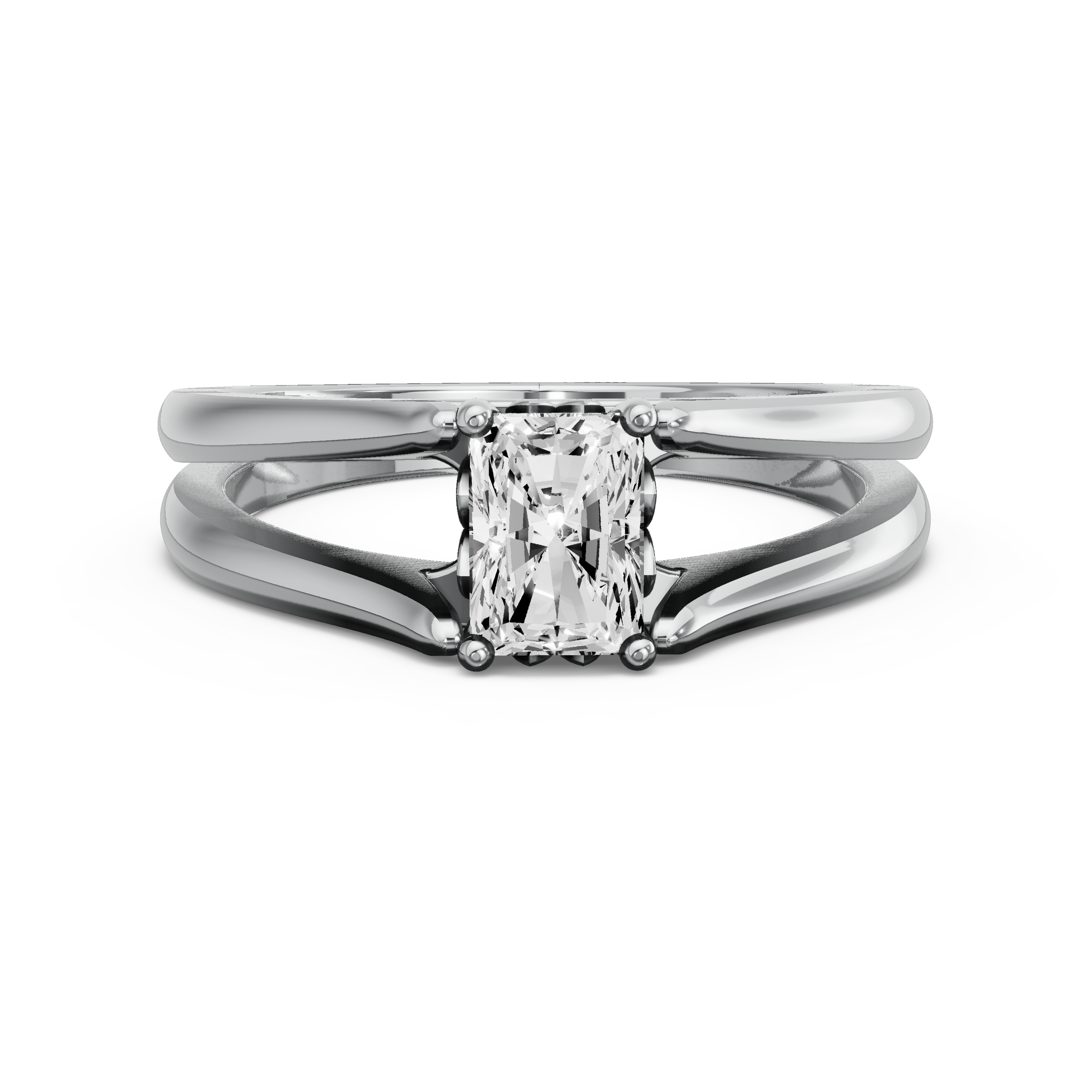 Image for Radiant Lotus Basket Ring with Split Ring Solitaire band in 18K Two Tone Rose Gold