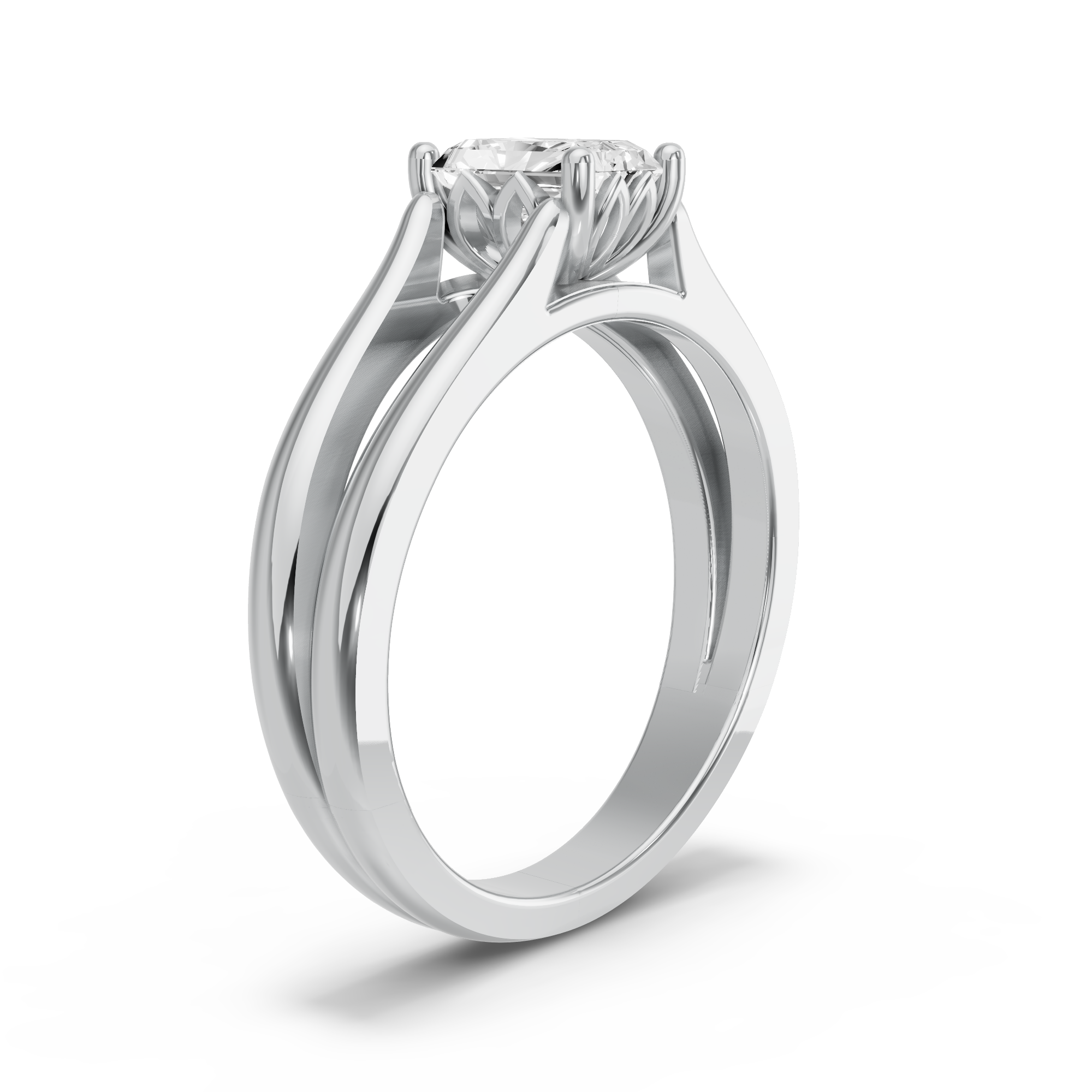 Image for Radiant Lotus Basket Ring with Split Ring Solitaire band