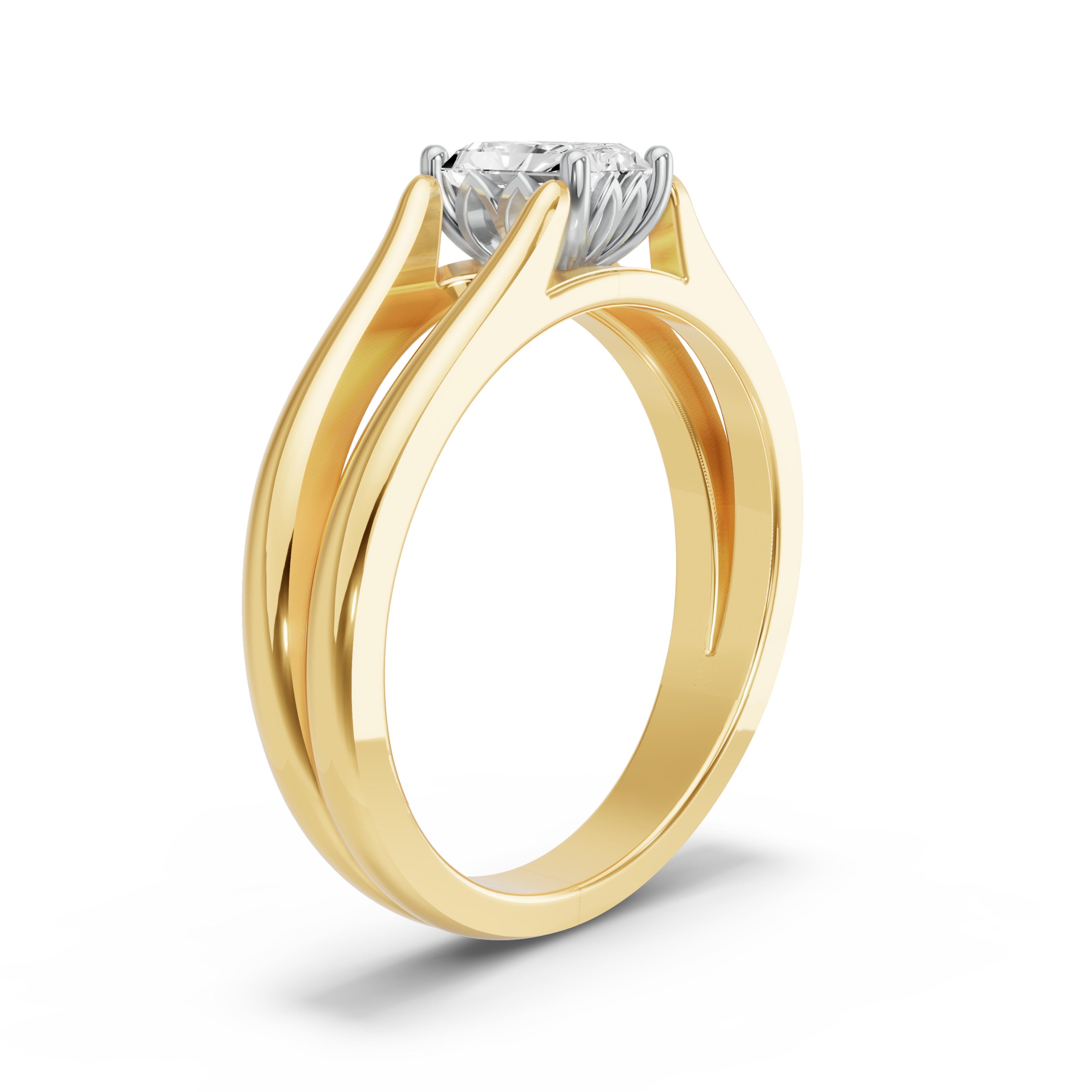 Image for Radiant Lotus Basket Ring with Split Ring Solitaire band