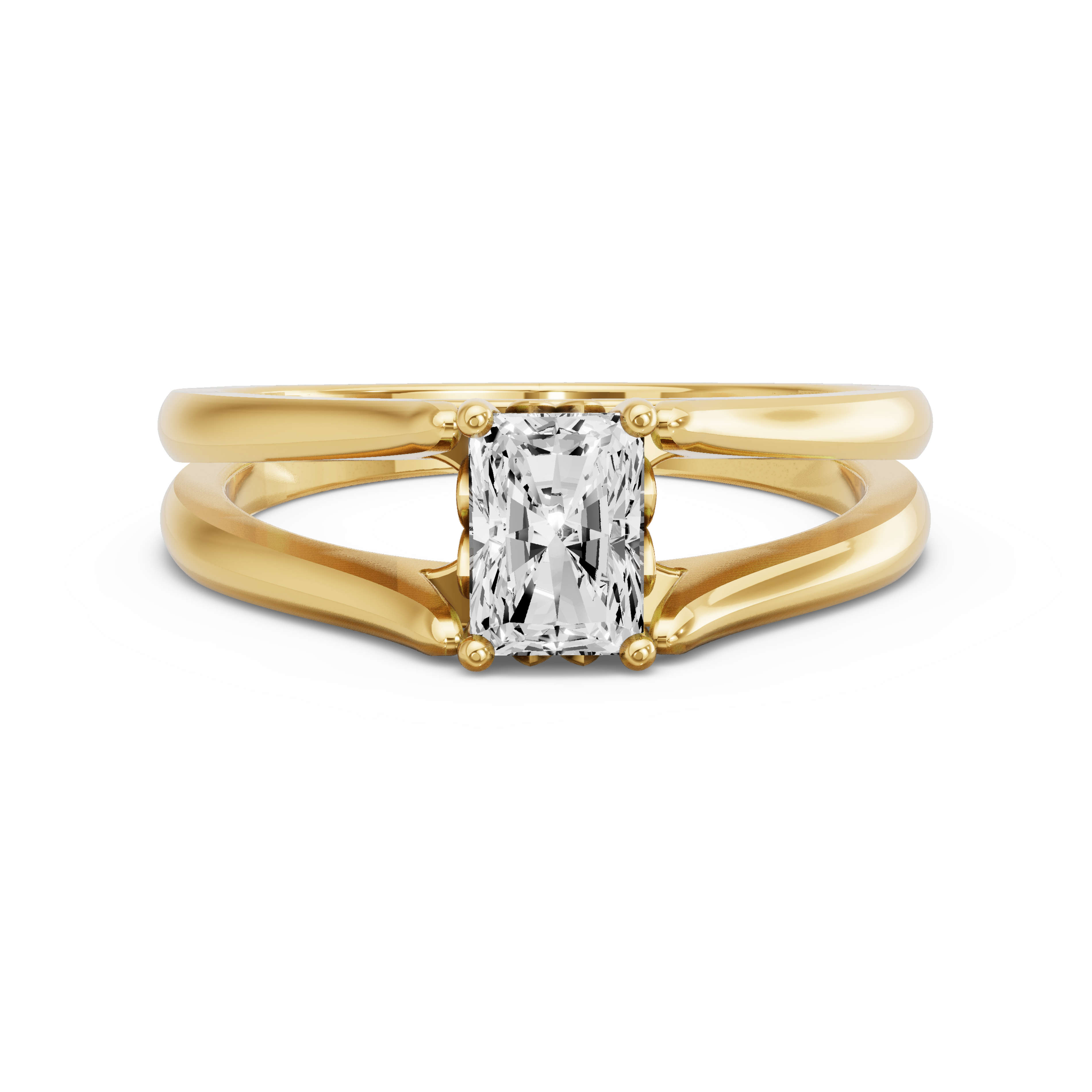 Image for Radiant Lotus Basket Ring with Split Ring Solitaire band in 10K White Gold