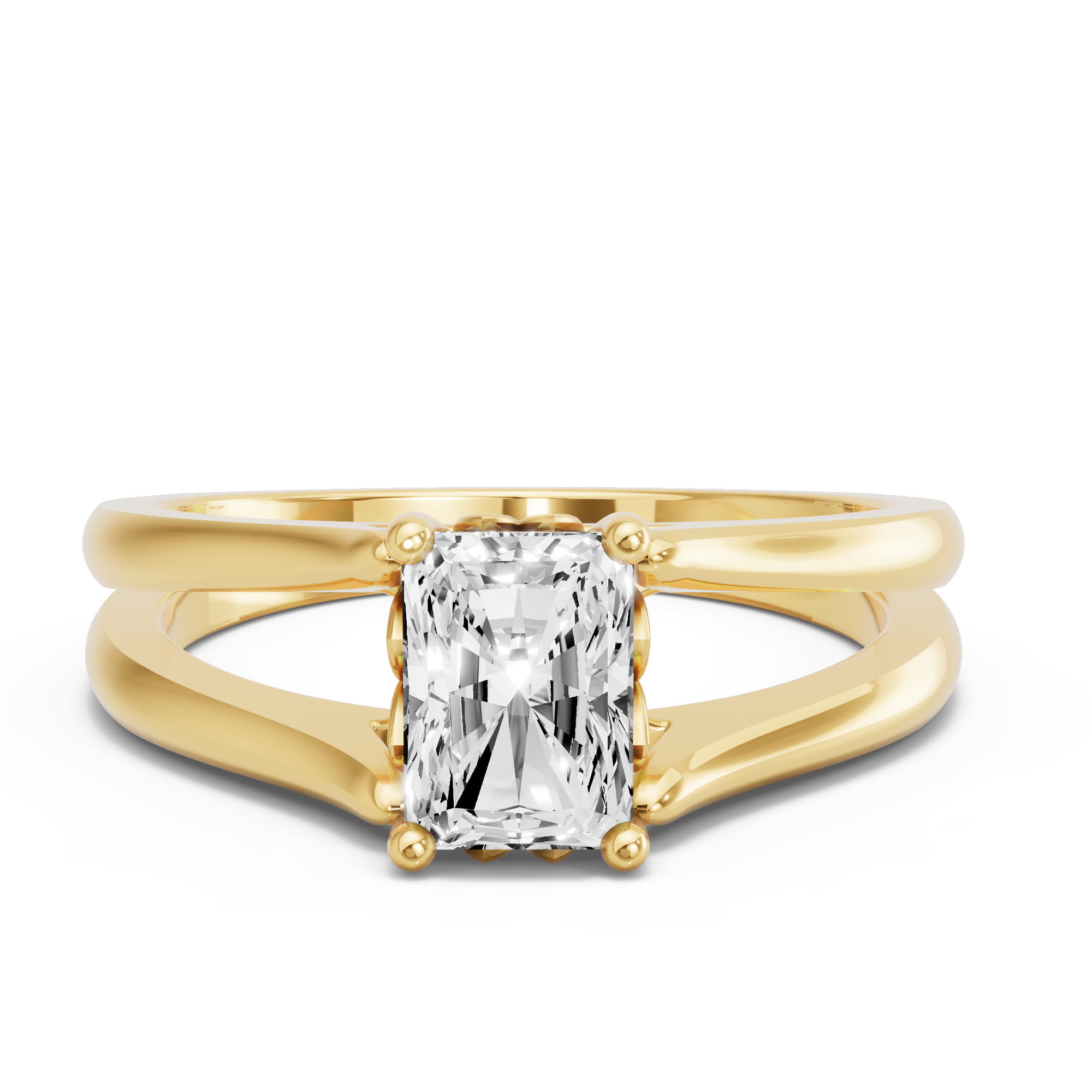 Image for Radiant Lotus Basket Ring with Split Ring Solitaire band