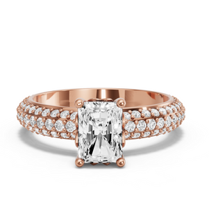 Image for Radiant Lotus Basket Ring with Triple Row Pave band