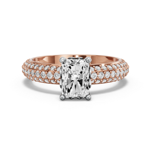 Image for Radiant Lotus Basket Ring with Triple Row Pave band