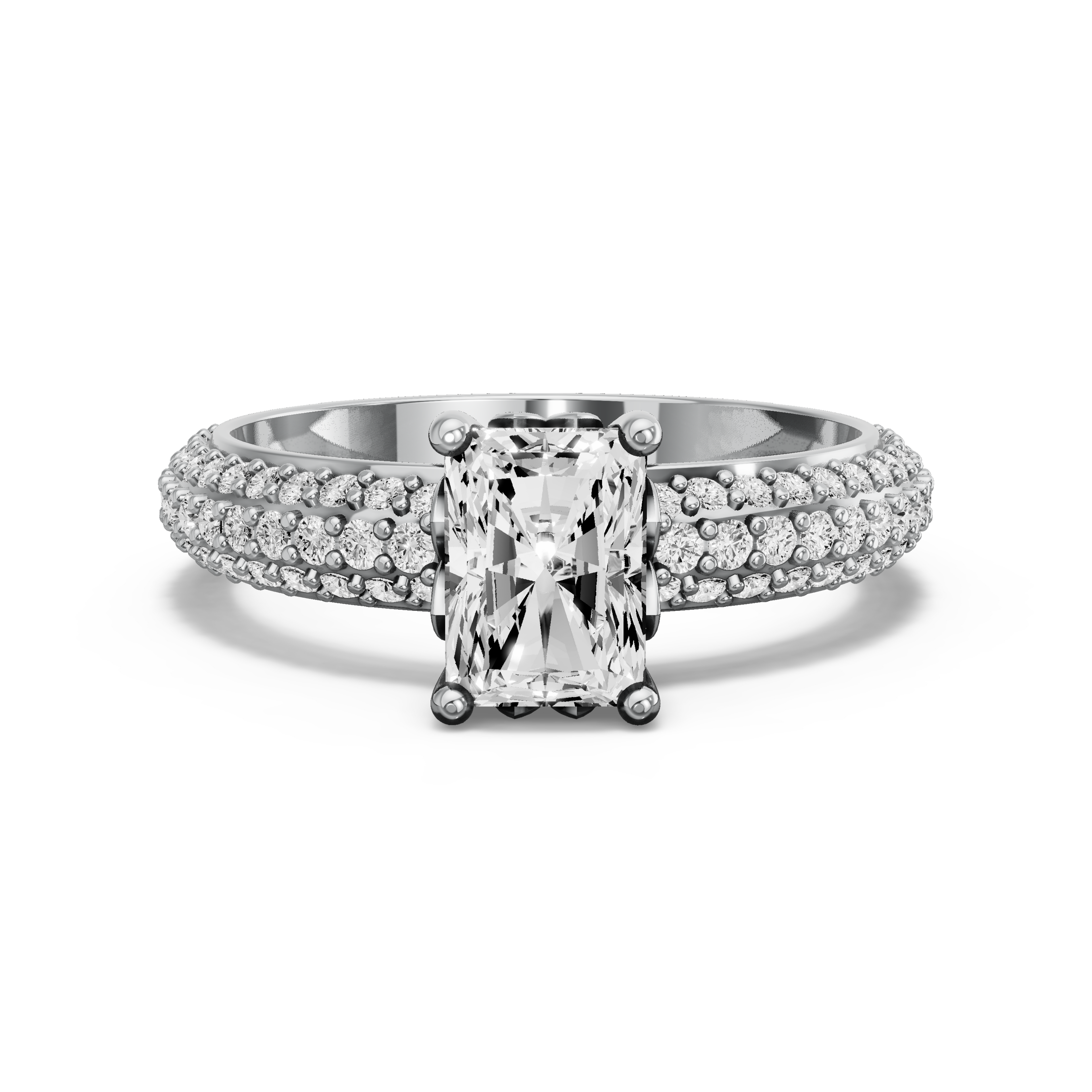 Image for Radiant Lotus Basket Ring with Triple Row Pave band in 10K Two Tone Rose Gold