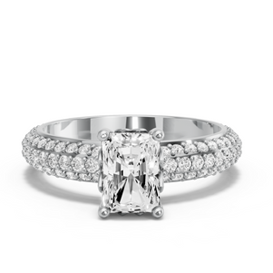 Image for Radiant Lotus Basket Ring with Triple Row Pave band