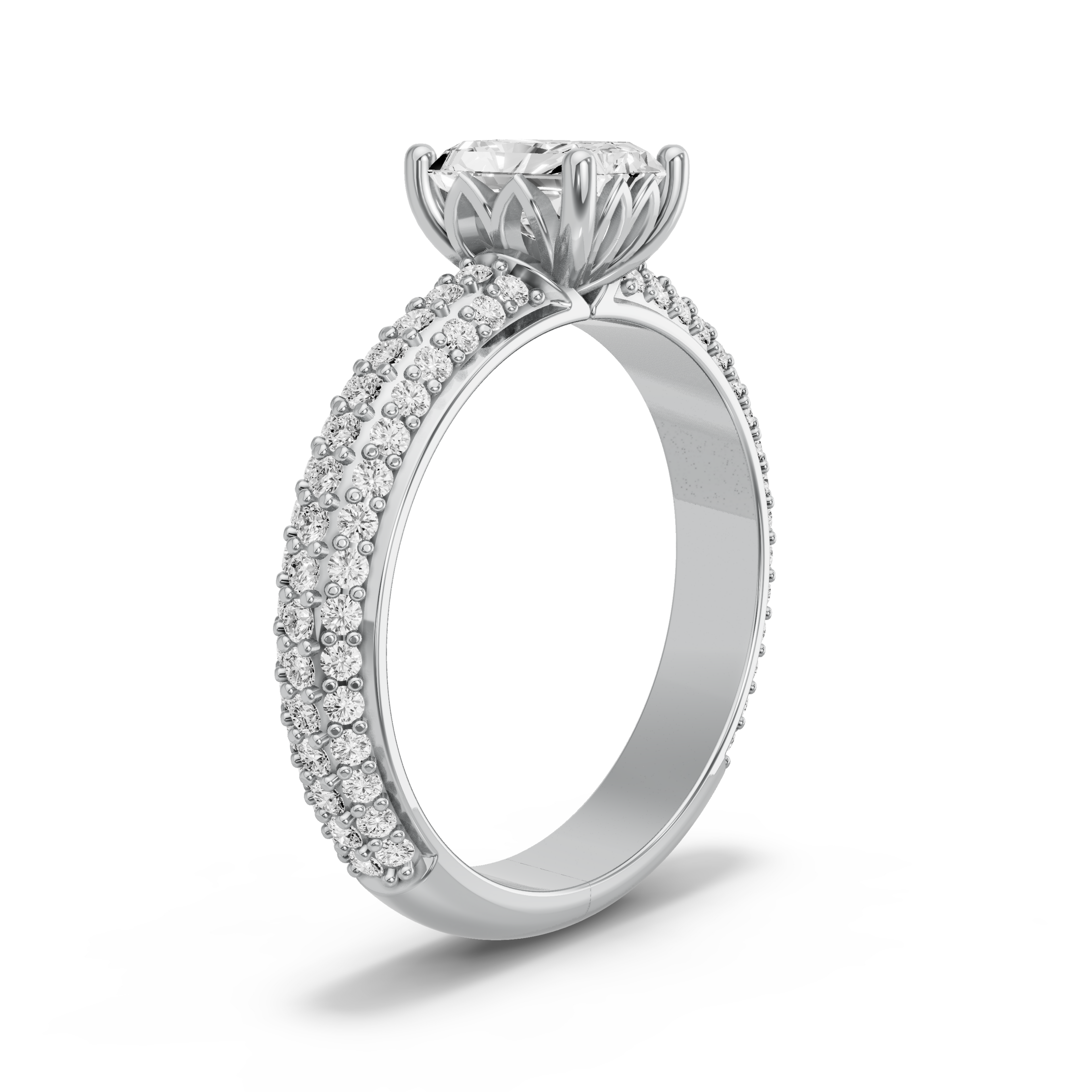 Image for Radiant Lotus Basket Ring with Split Ring Solitaire band in 950 Platinum