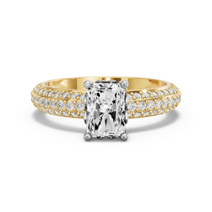 Image for Radiant Lotus Basket Ring with Triple Row Pave band