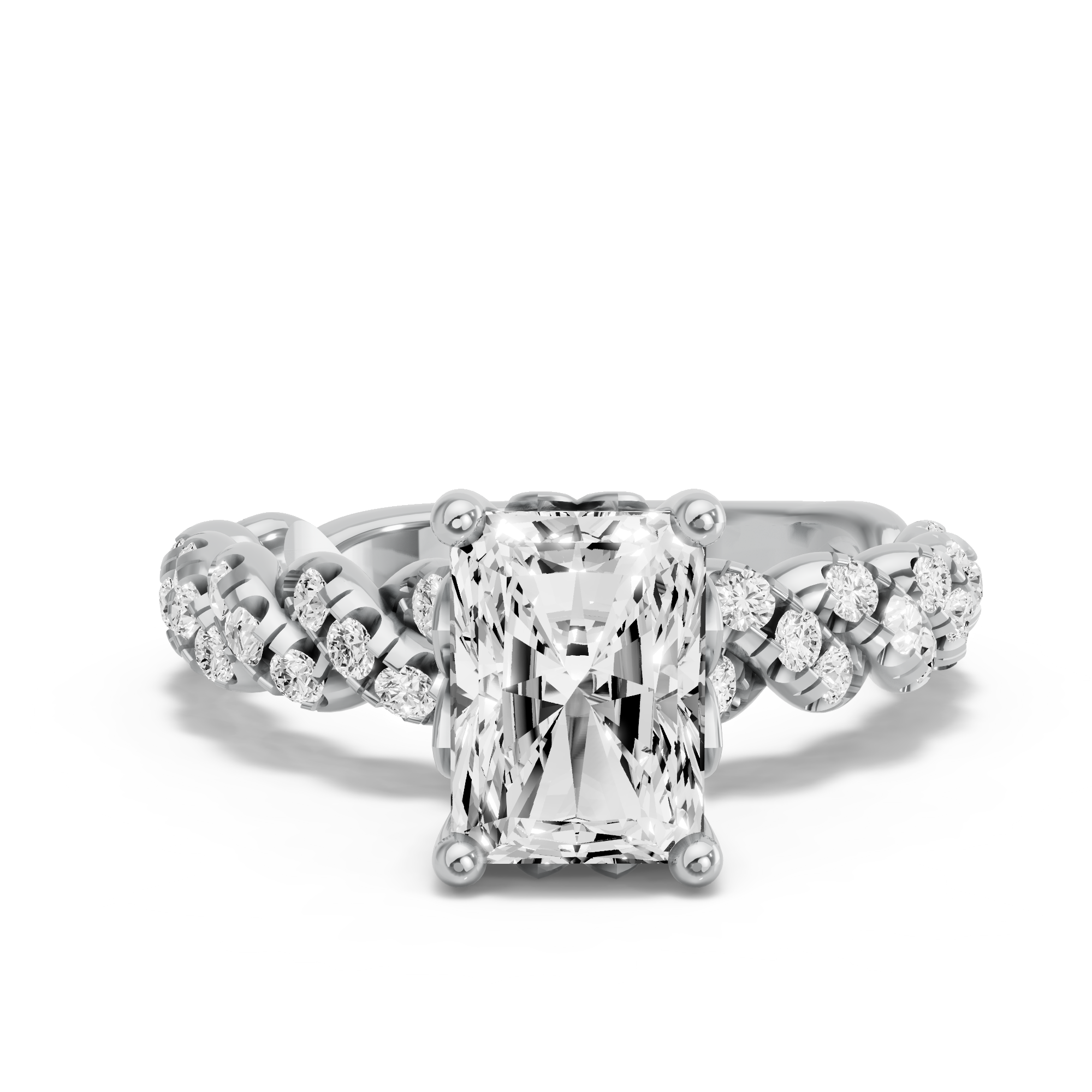 Image for Radiant Lotus Basket Ring with Twist Pave band