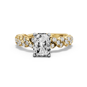 Image for Radiant Lotus Basket Ring with Twist Pave band
