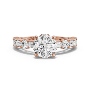 Image for Round Lotus Basket Ring with Alternating Baguette band