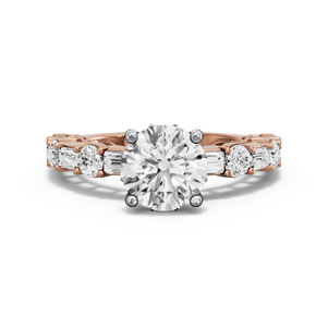 Image for Round Lotus Basket Ring with Alternating Baguette band