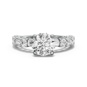 Image for Round Lotus Basket Ring with Alternating Baguette band