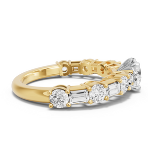 Image for Round Lotus Basket Ring with Alternating Baguette band