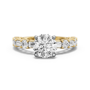 Image for Round Lotus Basket Ring with Alternating Baguette band