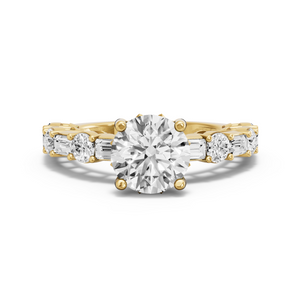 Image for Round Lotus Basket Ring with Alternating Baguette band