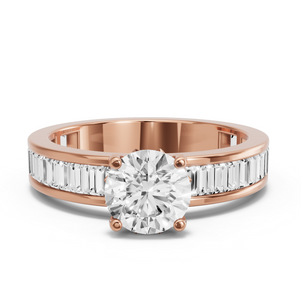 Image for Round Lotus Basket Ring with Baguette Channel band