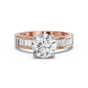 Image for Round Lotus Basket Ring with Baguette Channel band