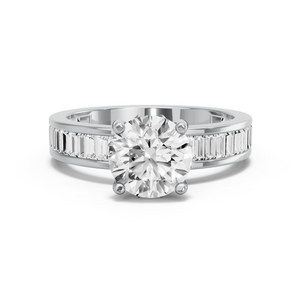 Image for Round Lotus Basket Ring with Baguette Channel band