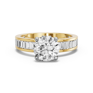 Image for Round Lotus Basket Ring with Baguette Channel band