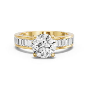 Image for Round Lotus Basket Ring with Baguette Channel band