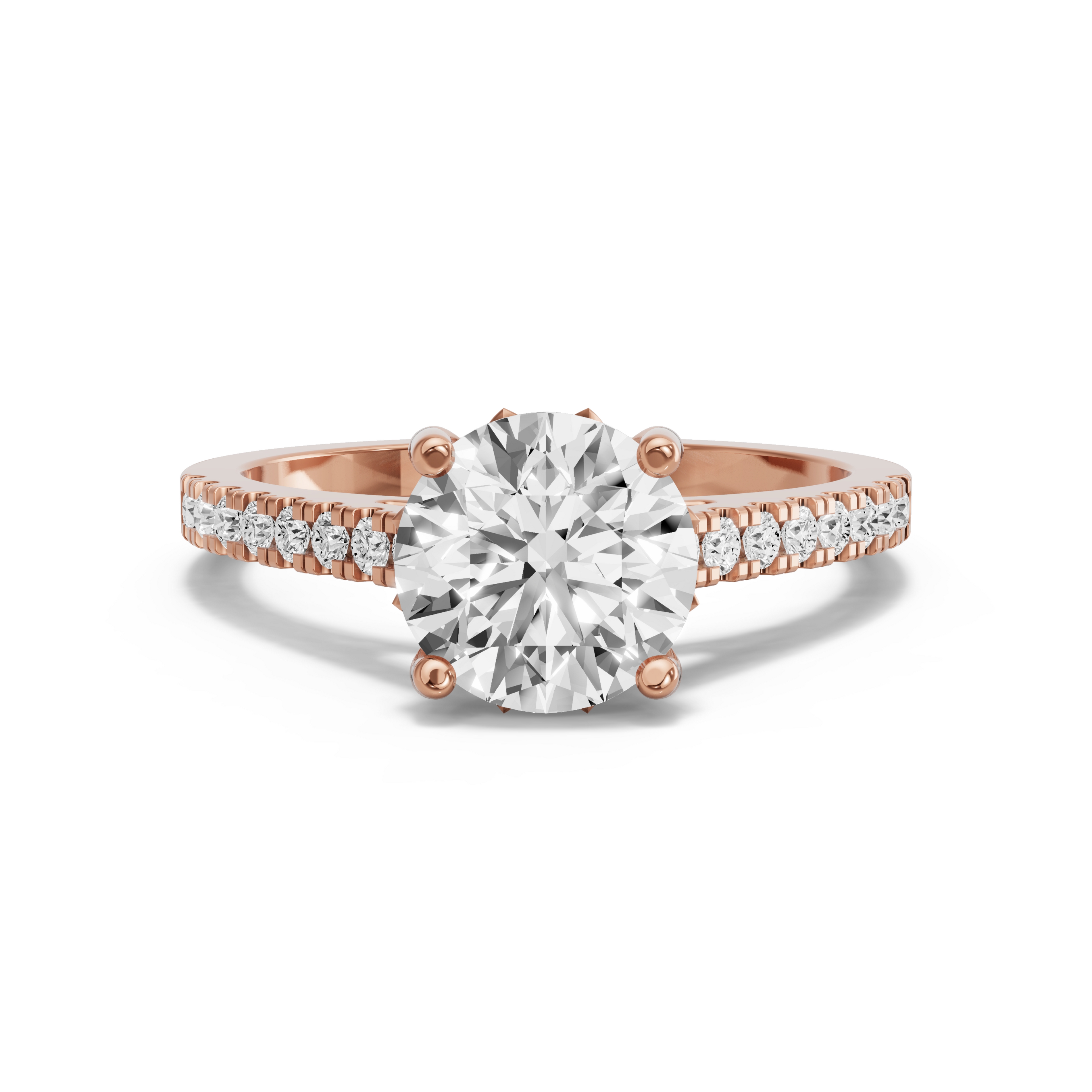 Image for Round Lotus Basket Ring with Cathedral Pave band