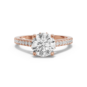 Image for Round Lotus Basket Ring with Cathedral Pave band