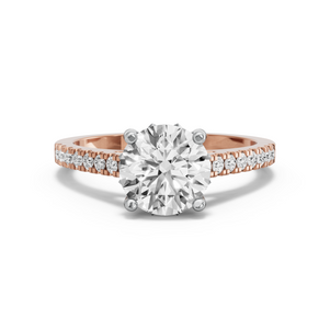 Image for Round Lotus Basket Ring with Cathedral Pave band